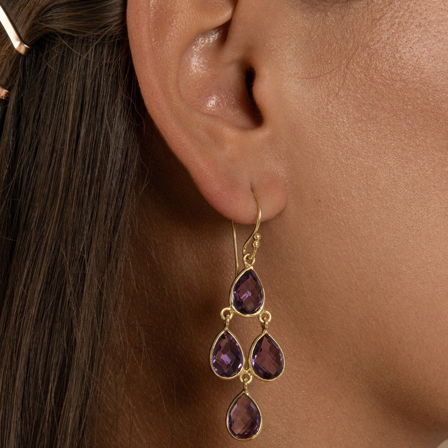 Sophia Amethyst Chandelier Earrings
