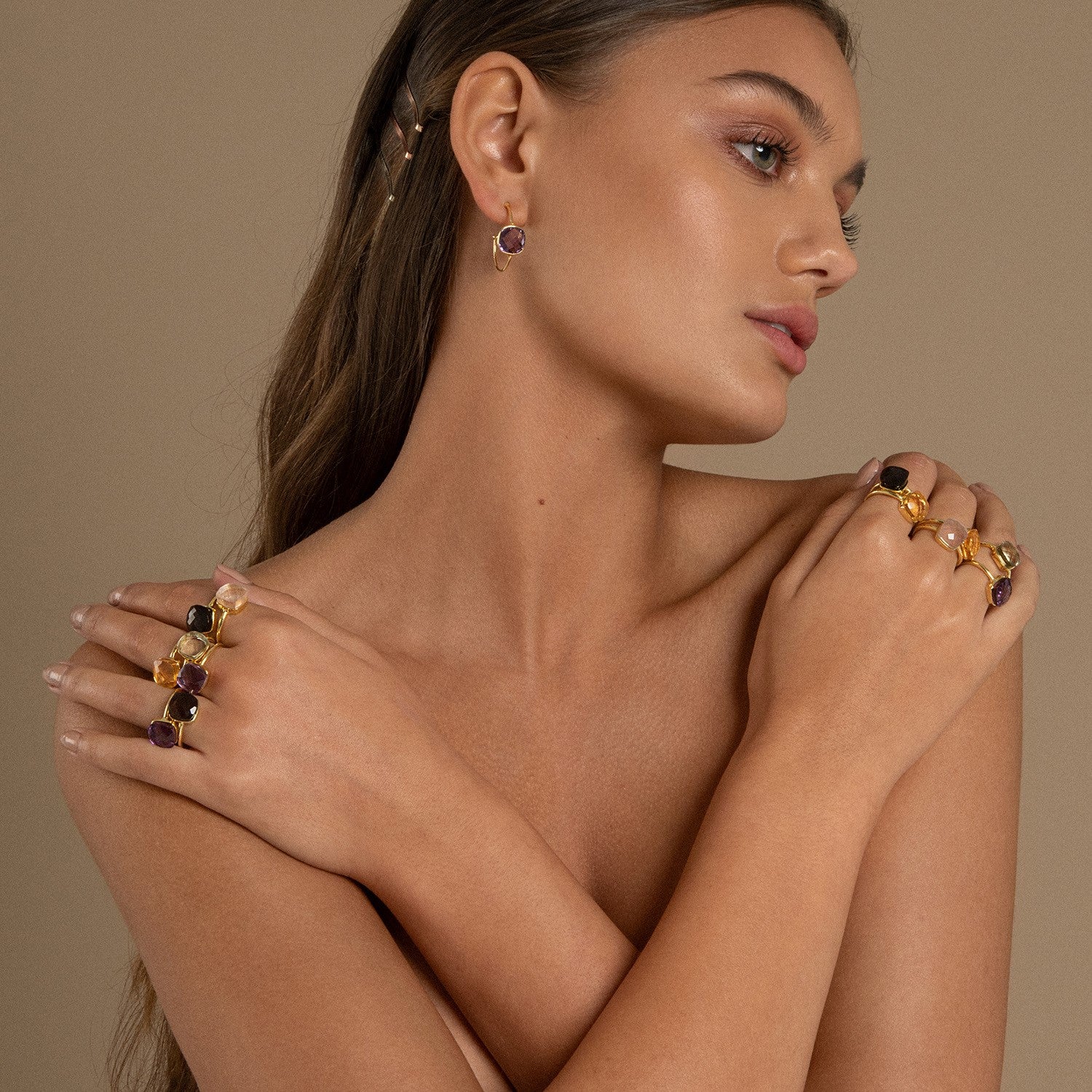 Sophia Prasiolte Gold Ring