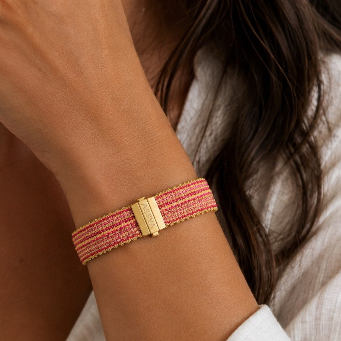Ibiza Clasp Bracelet - Pink & Gold