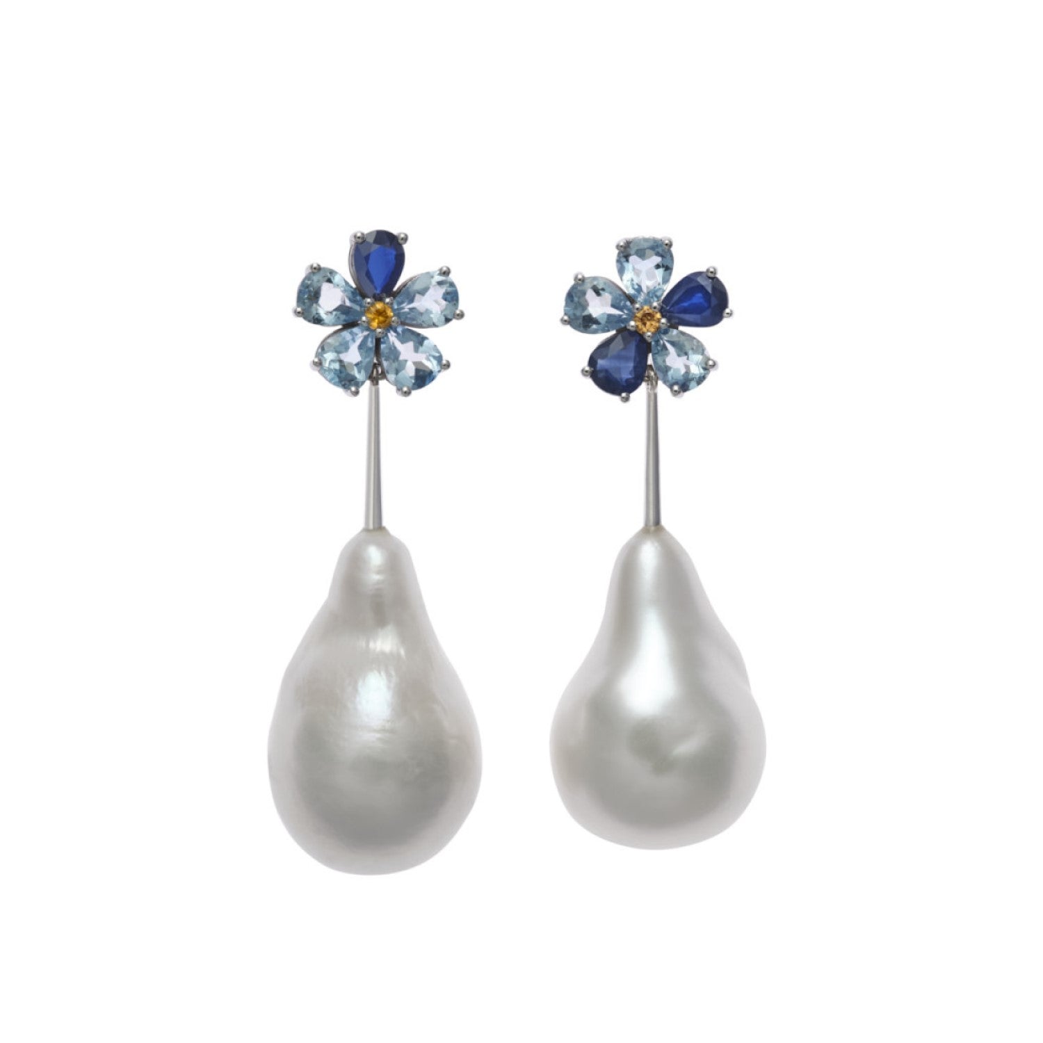 Forget Me Not Aquamarine Baroque Earrings