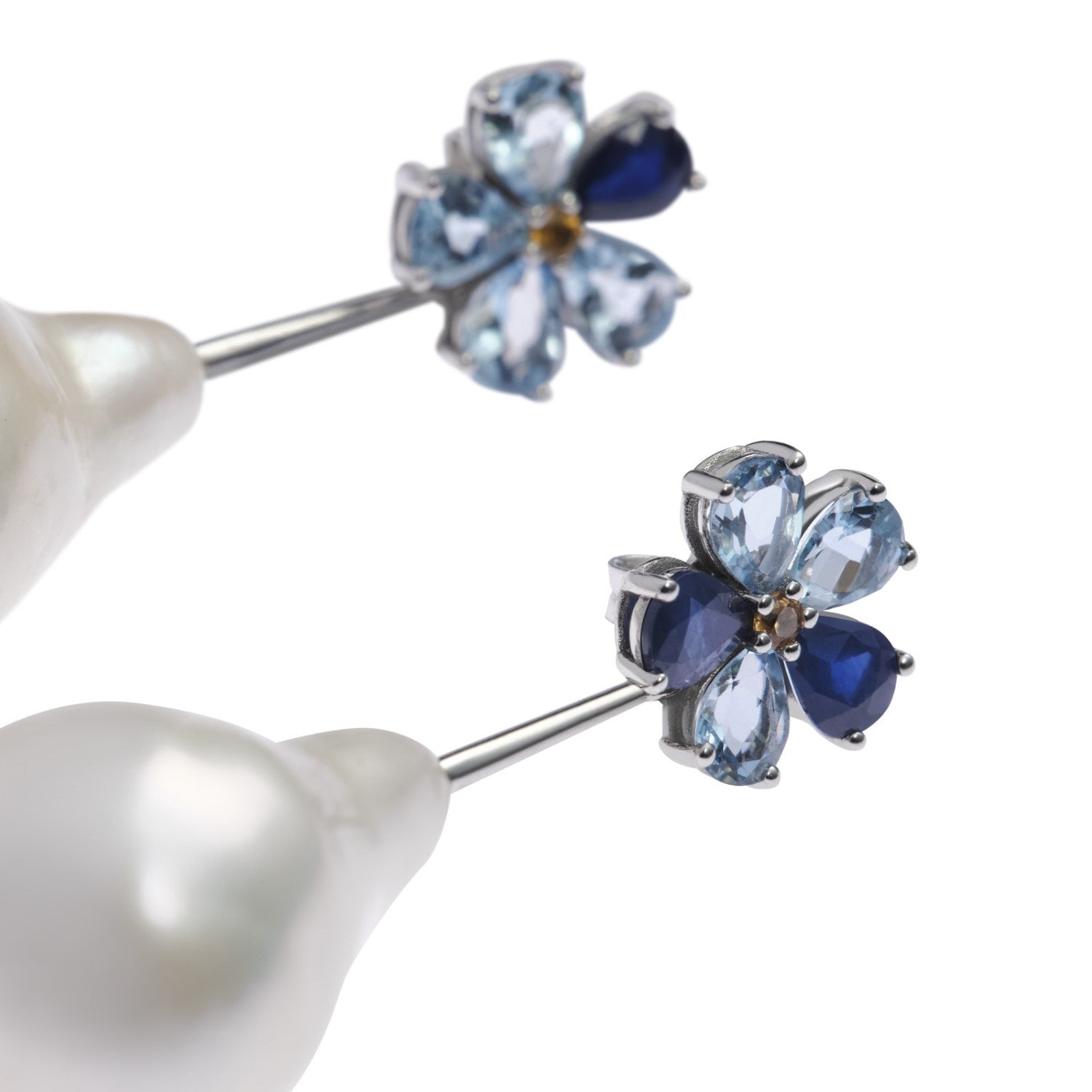 Forget Me Not Aquamarine Baroque Earrings