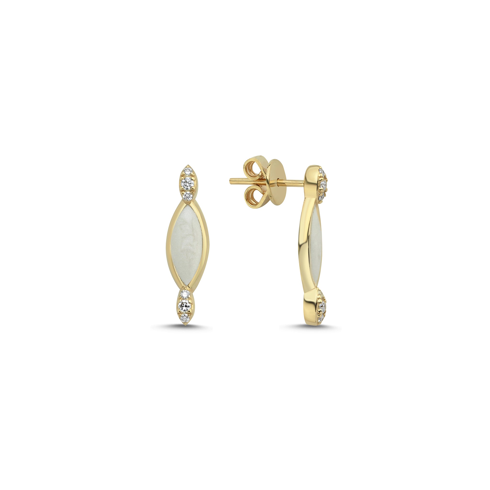 rain Studs with Diamond Heads - White Basak Baykal La Maison Couture