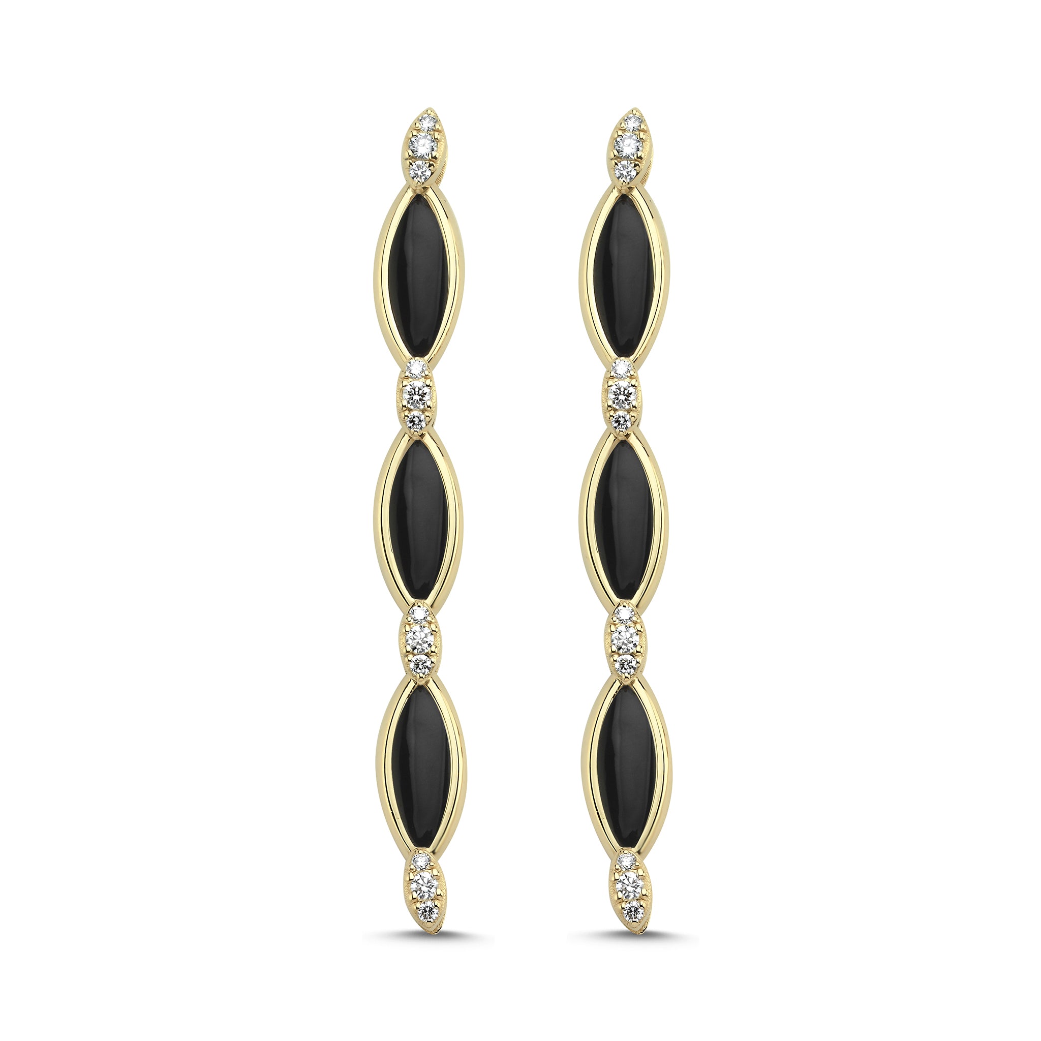 Triple Grain Earrings with Diamonds - Black Basak Baykal La Maison Couture