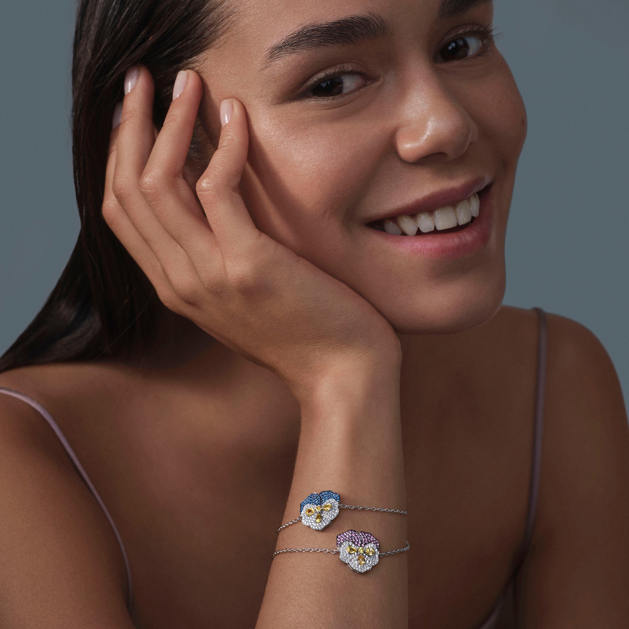 Violet Mini Diamond Bracelet in Blue Basak Baykal La Maison Couture