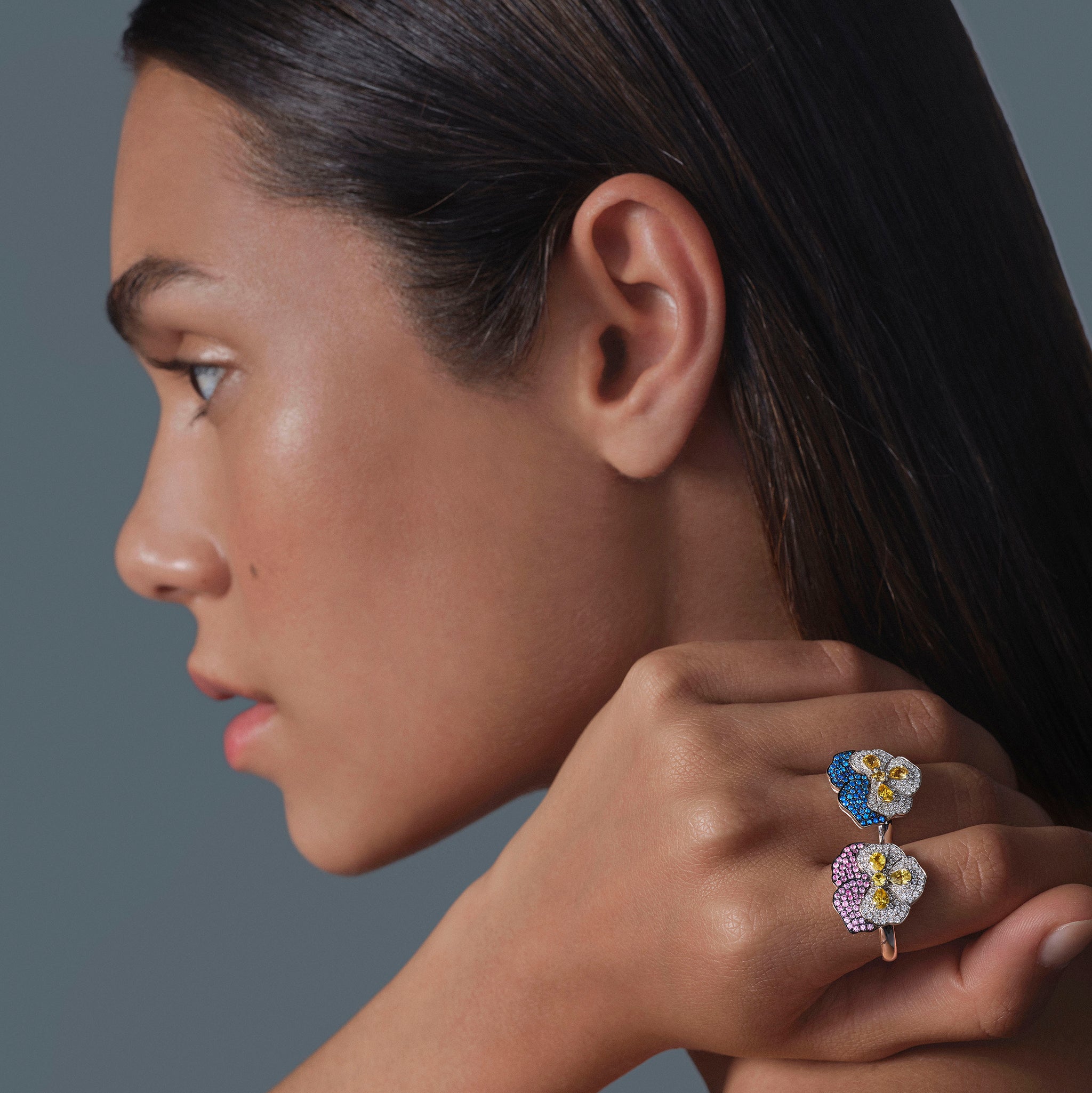 Violet Mini Diamond Ring - Blue Basak Baykal La Maison Couture