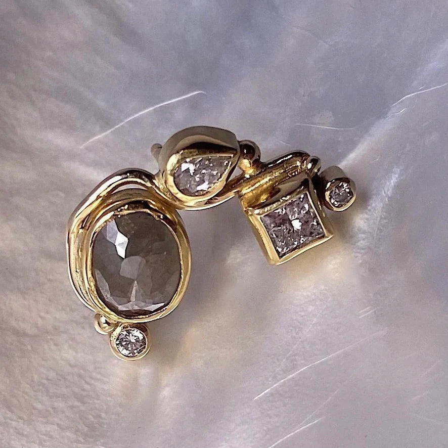 Diamond Seafire Earring Bergsoe Jewellery sustainable hand made jewellery from Copenhagen La Maison Couture