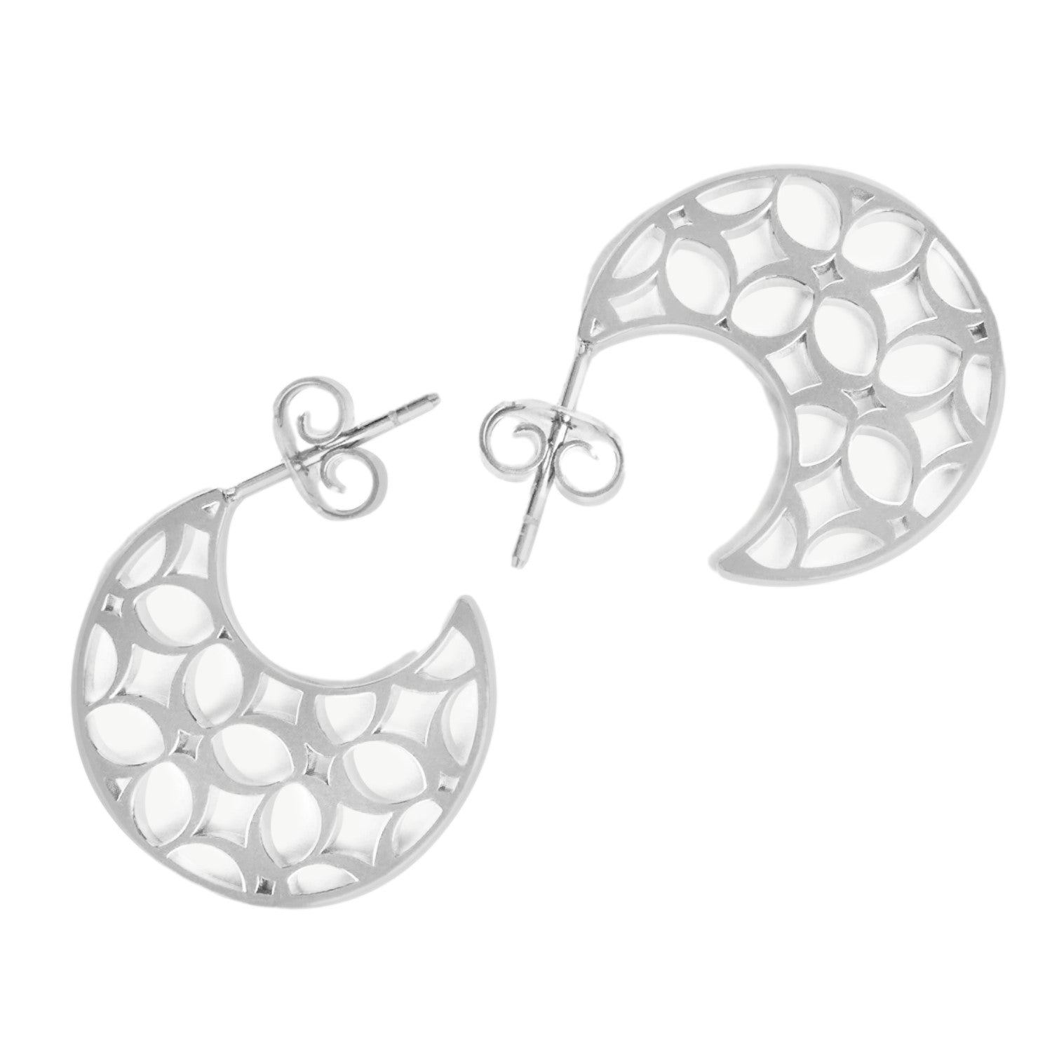 Signature Crescent Earrings in Silver
