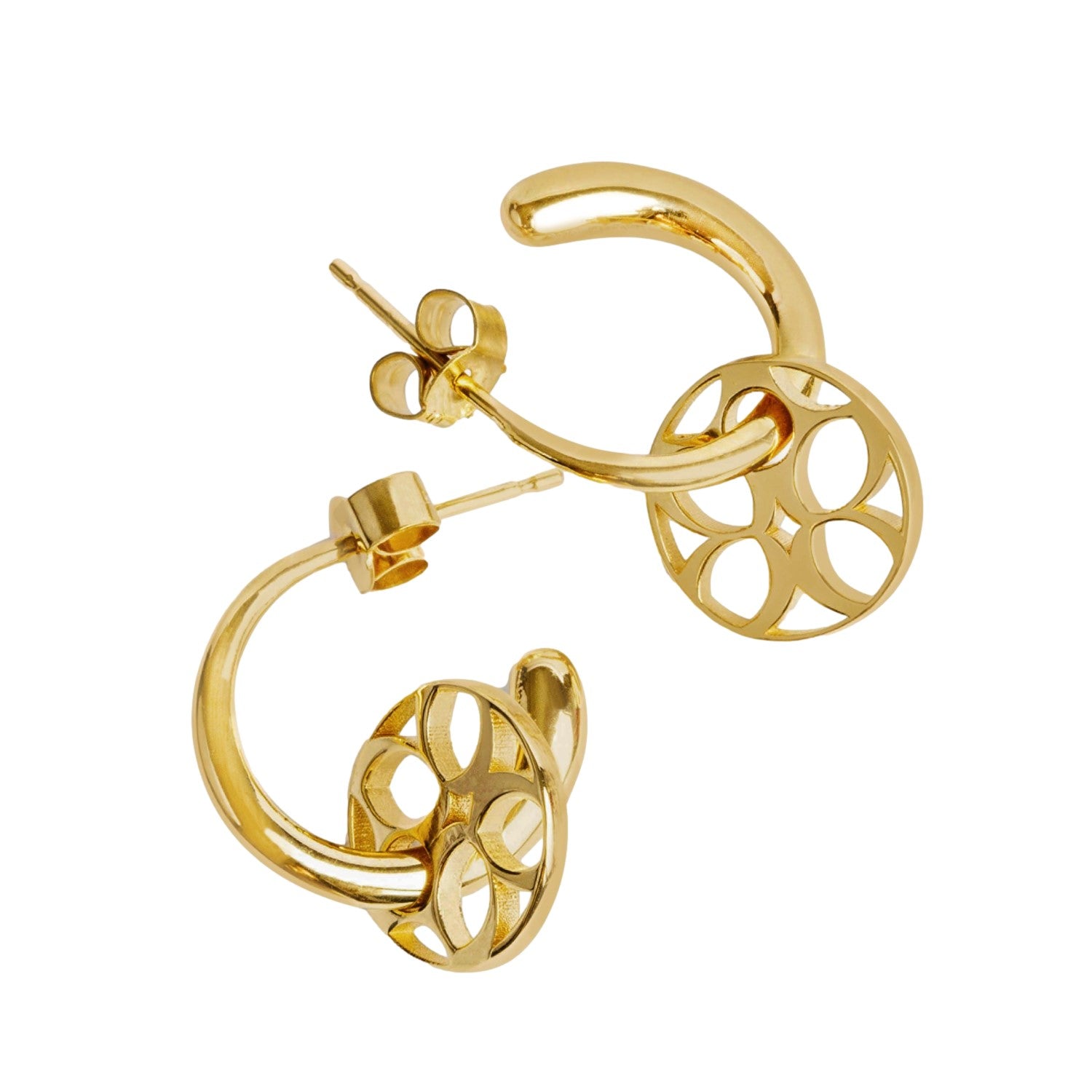 Two-in-One Mini Disc Huggies in Gold Vermeil