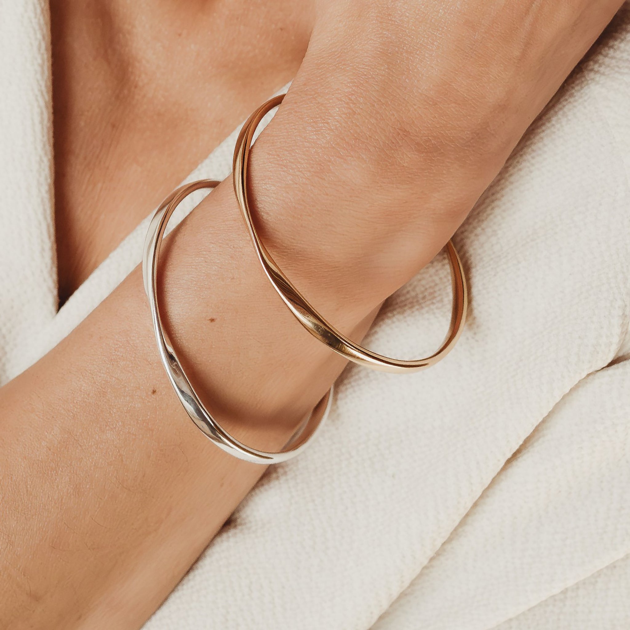 Twist Oval Bangle in Silver Considered Jewellery La Maison Couture