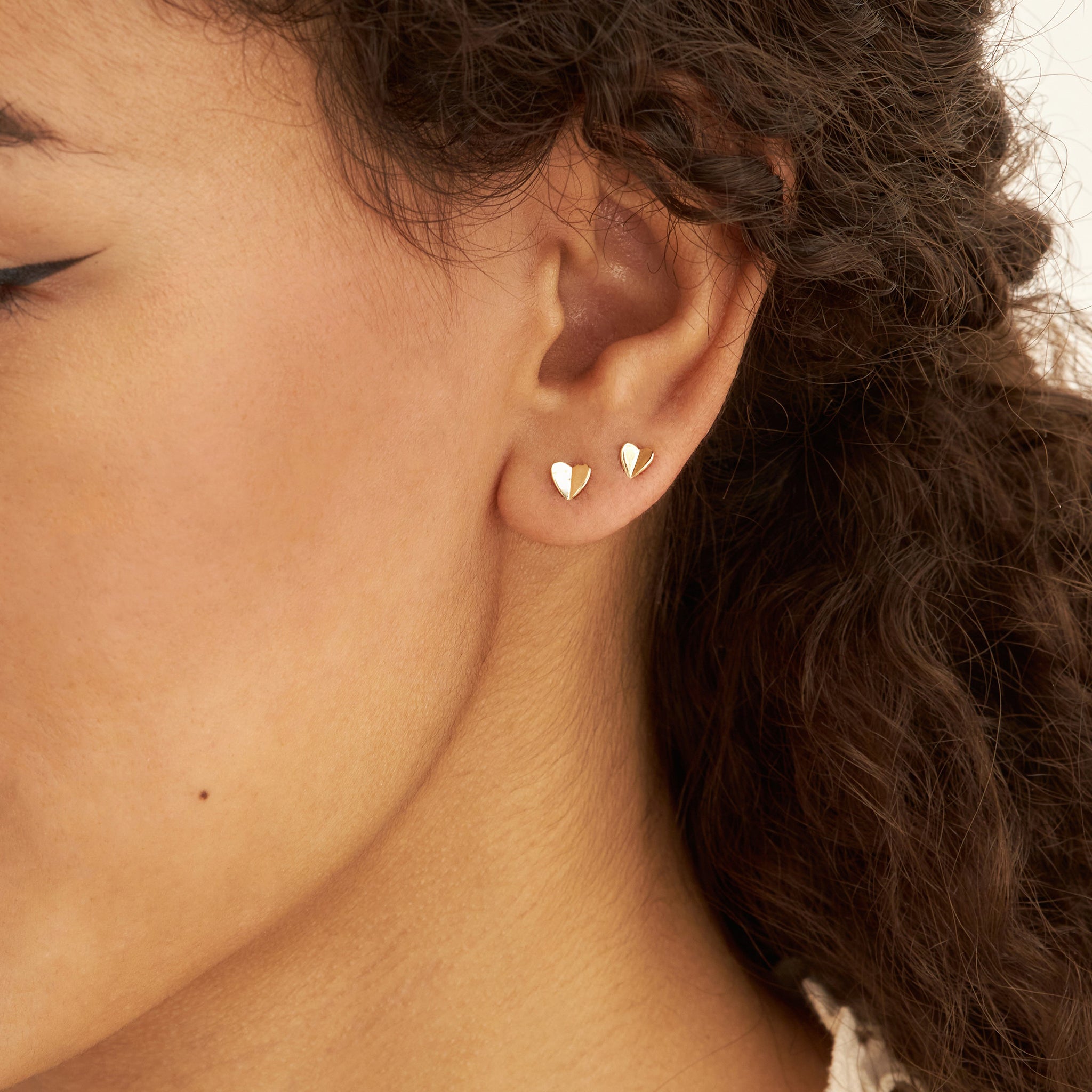 Bijou Folded Heart Studs Dinny Hall La Maison Couture Recycled Gold