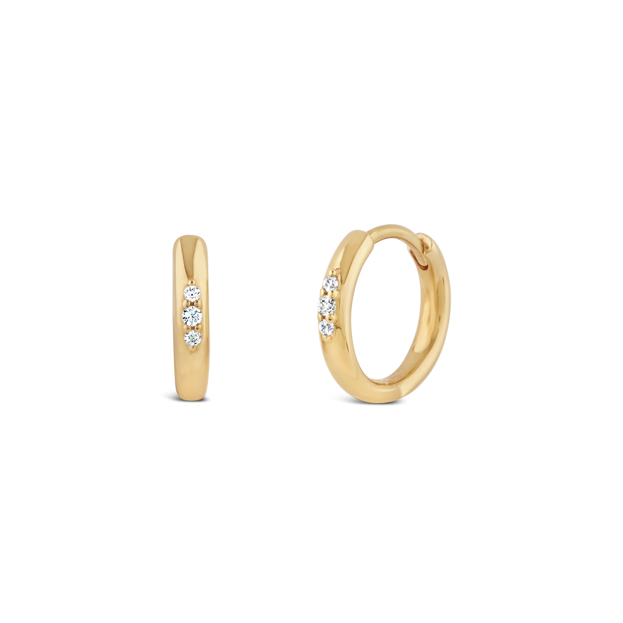 Created-Diamond Mini Huggie Hoops Dinny Hall La Maison Couture Recycled 9ct Gold