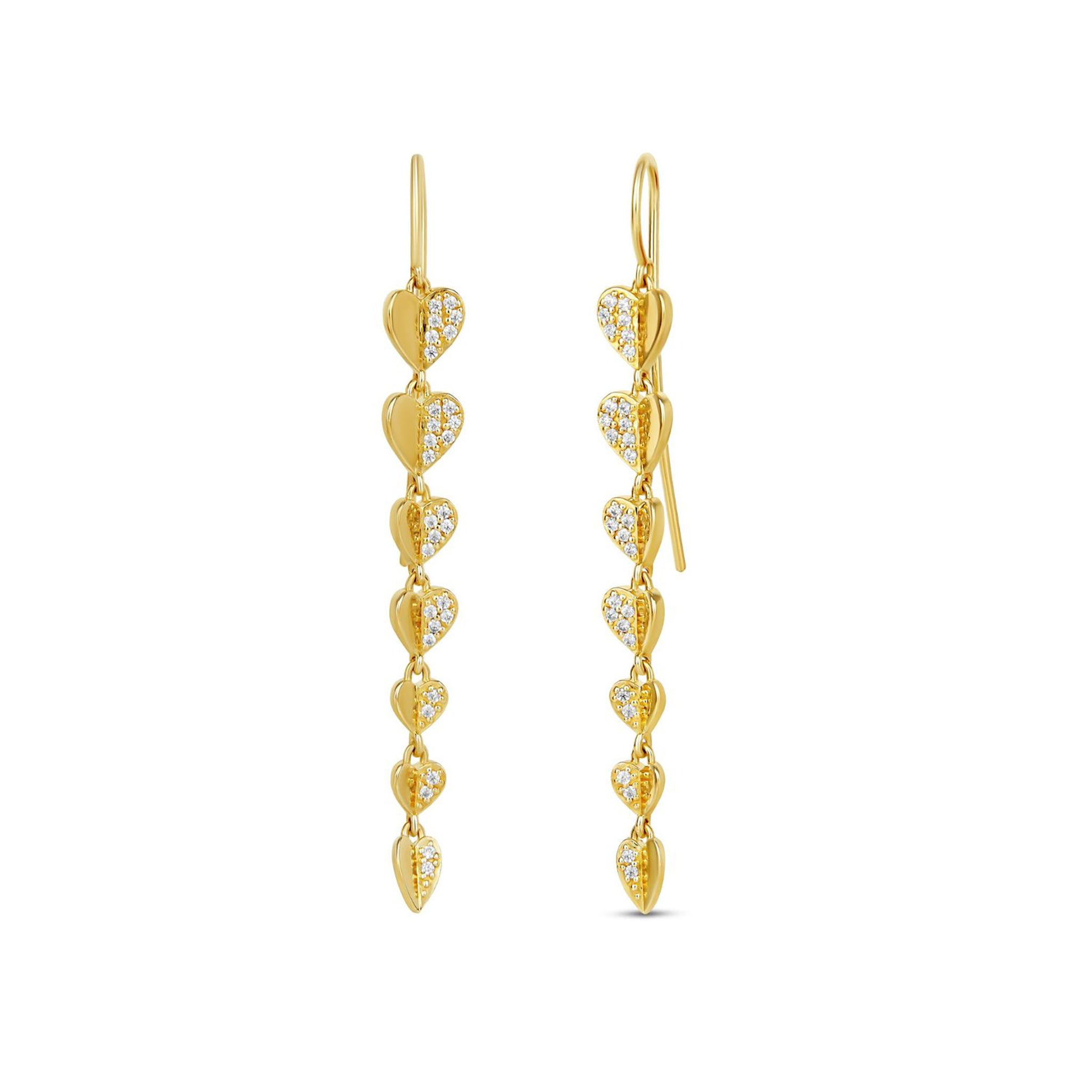 Folded Heart Lab-Created Diamond Column Drops Dinny Hall La Maison Couture Recycled 9ct Gold