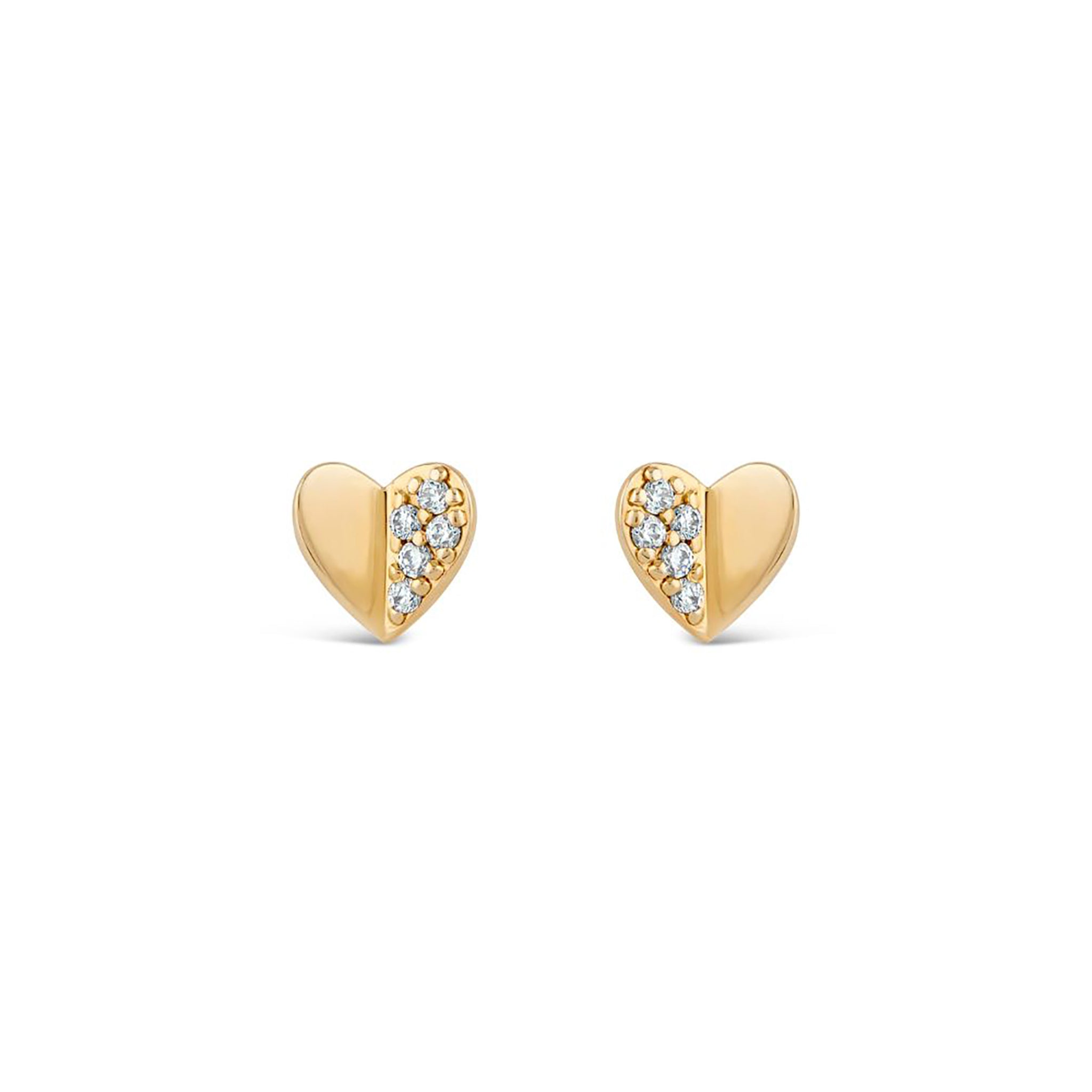 Folded Heart Lab-Created Diamond Studs Dinny Hall La Maison Couture Recycled 9ct Gold