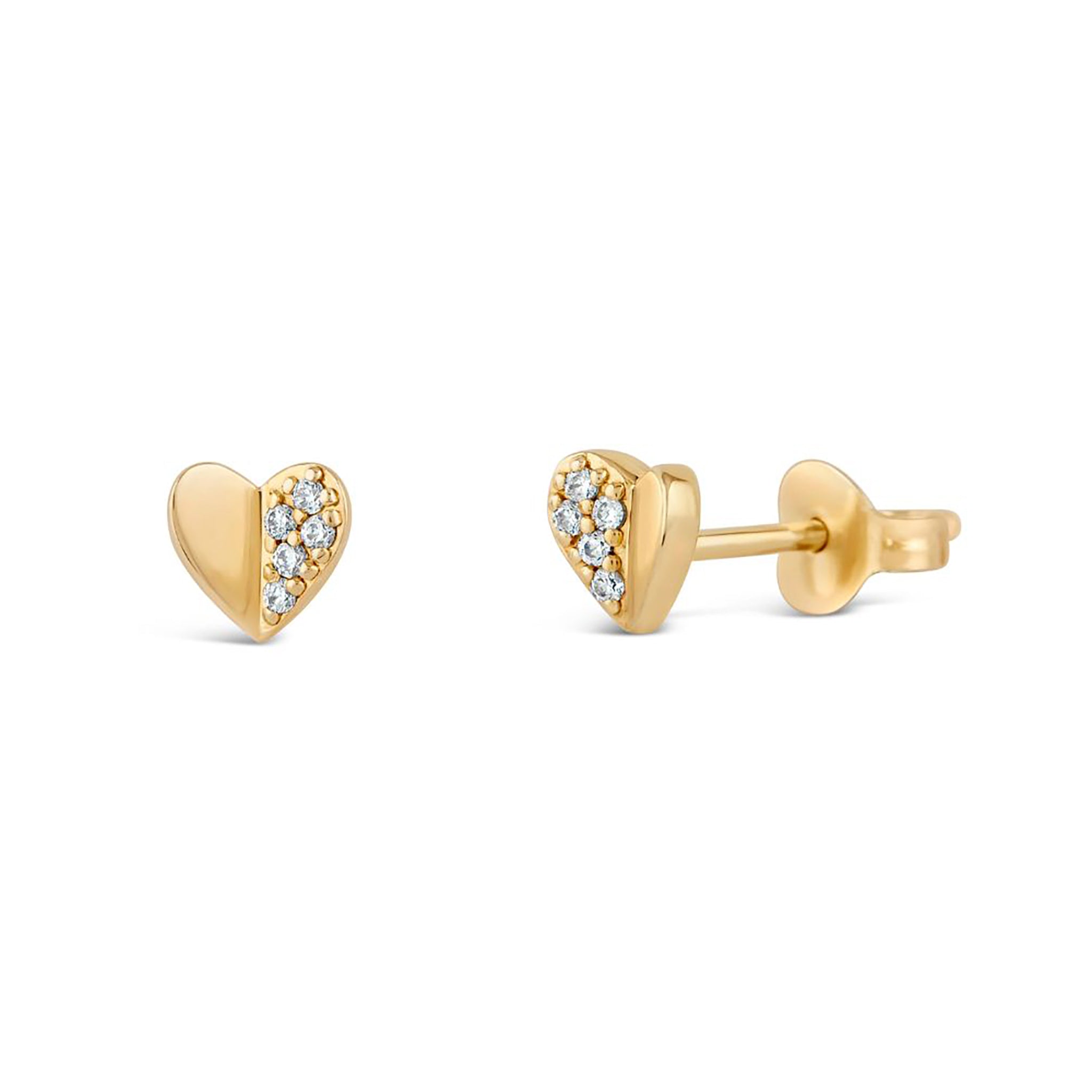 Folded Heart Lab-Created Diamond Studs Dinny Hall La Maison Couture Recycled 9ct Gold