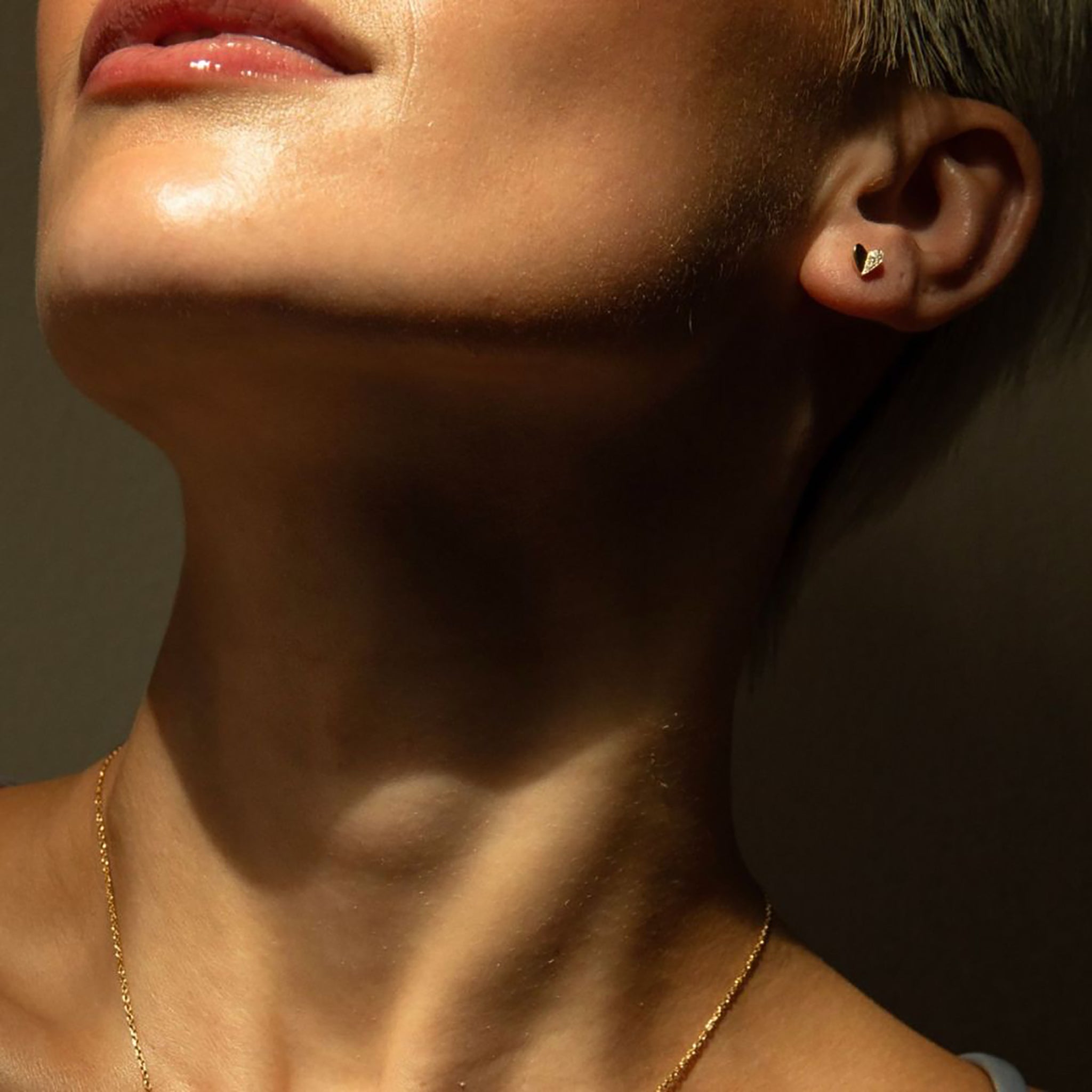 Folded Heart Lab-Created Diamond Studs Dinny Hall La Maison Couture Recycled 9ct Gold