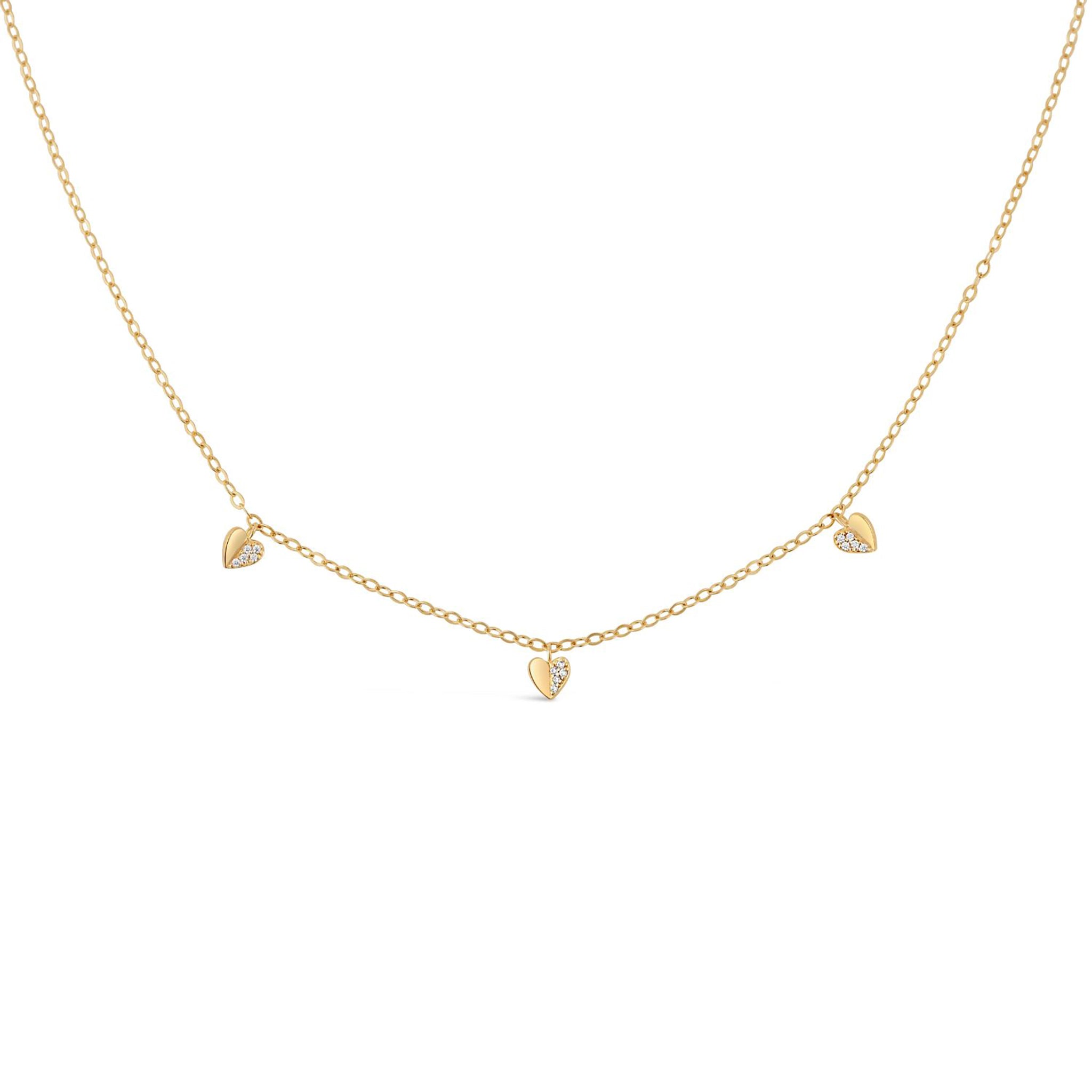 Folded Heart Lab-Created Diamond Trio Necklace Dinny Hall La Maison Couture Recycled 9ct Gold