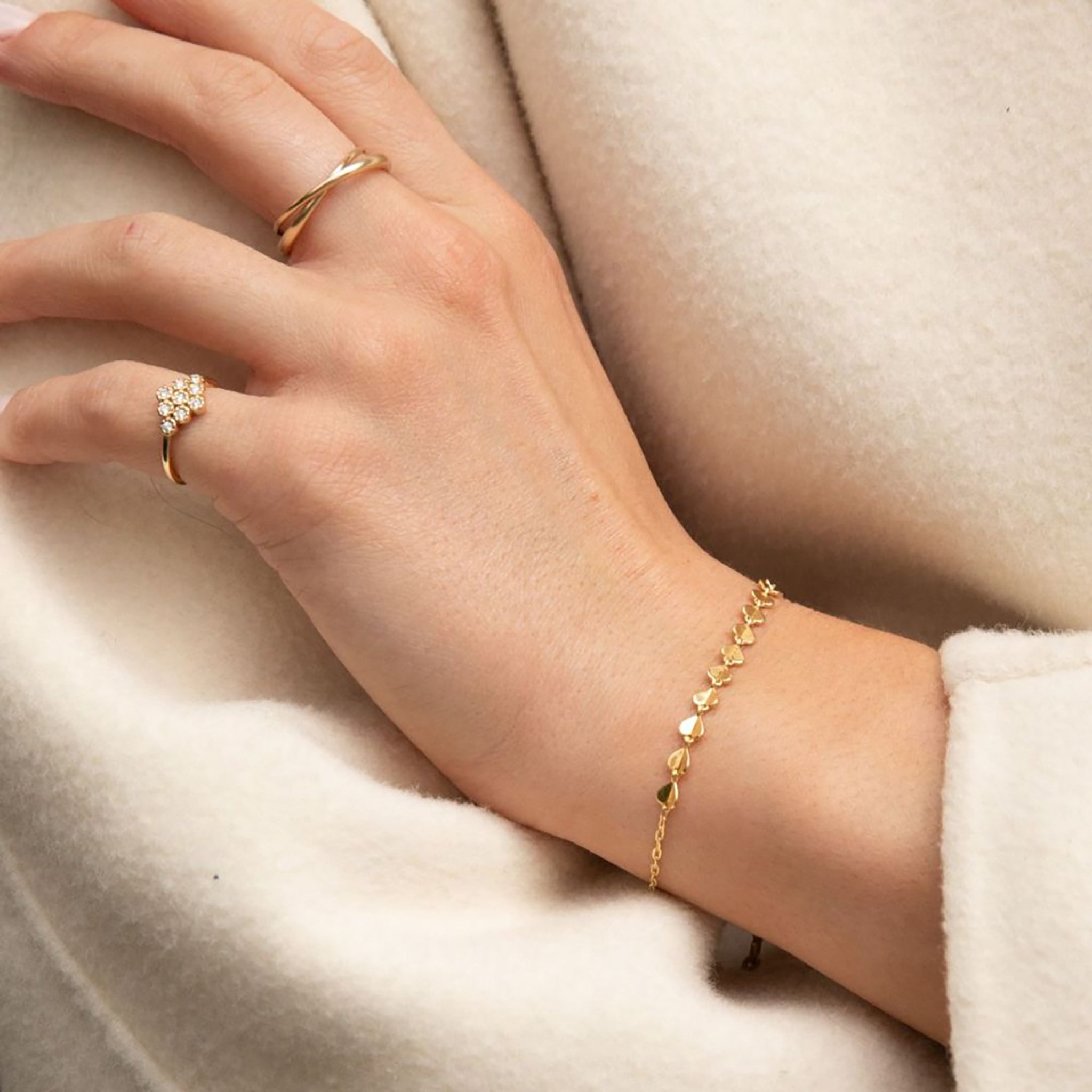 Folded Heart Linked Bracelet Dinny Hall La Maison Couture Recycled 9ct Gold