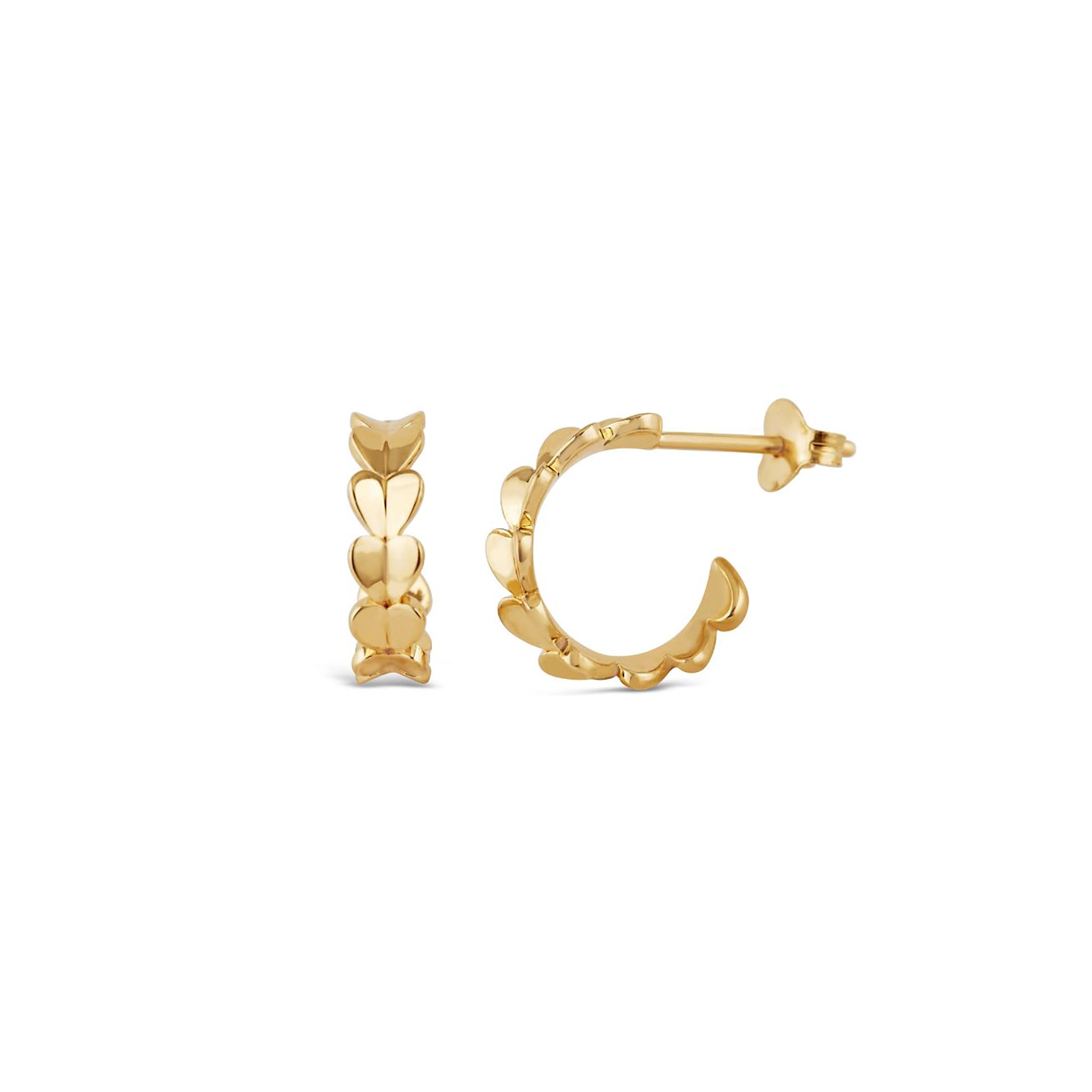 Folded Heart Linked Hoops Dinny Hall La Maison Couture Recycled 9ct Gold