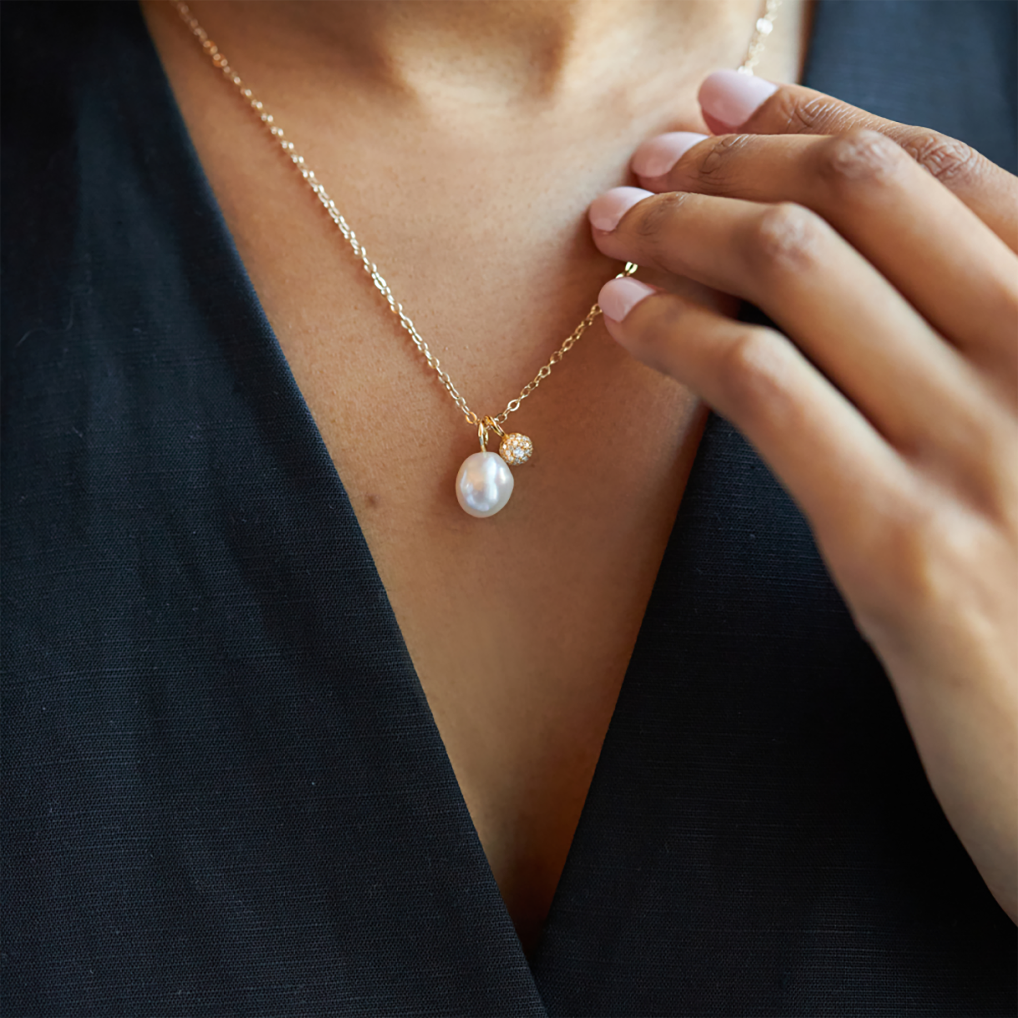 Freshwater Pearl & Lab-Created Diamond Bon Bon Pendant Dinny Hall La Maison Couture