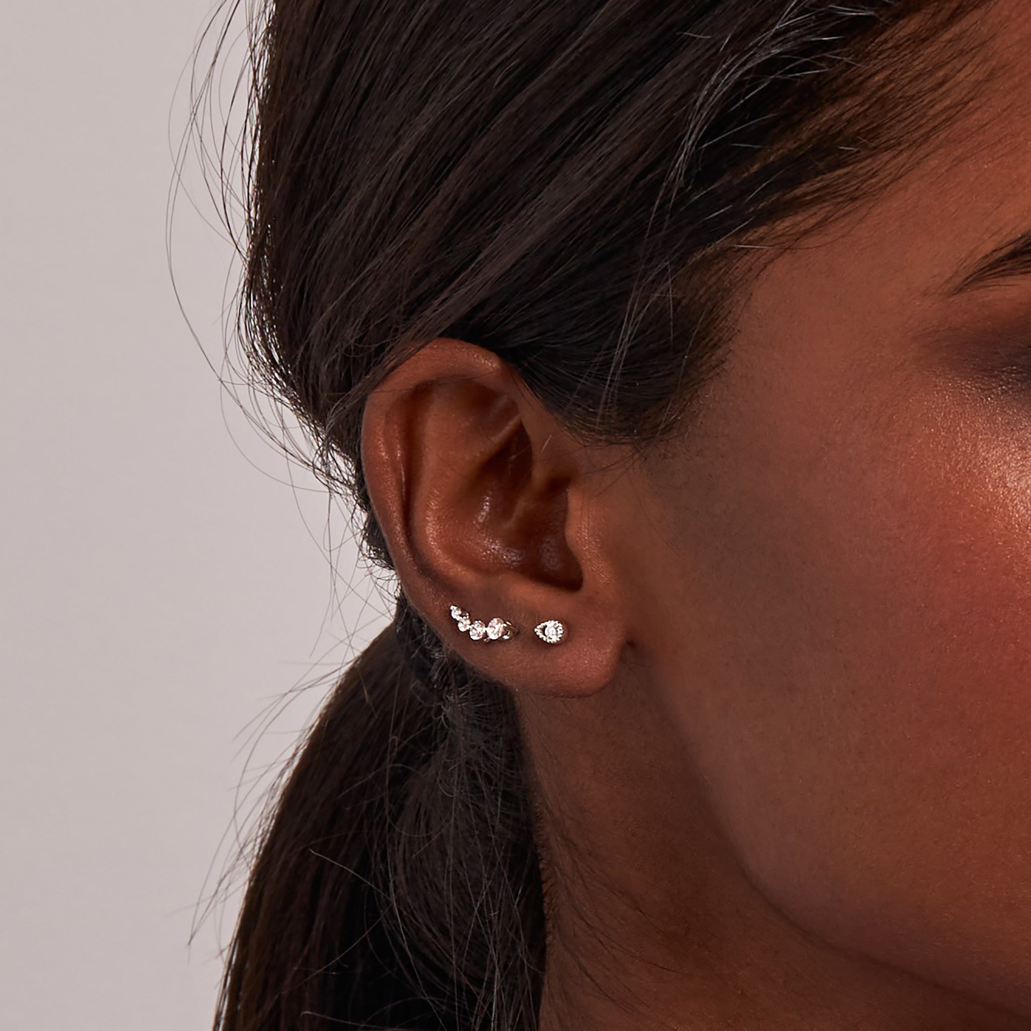 Shuga Lab-Created Diamond Crawler Studs - 9k White Gold Dinny Hall La Maison Couture