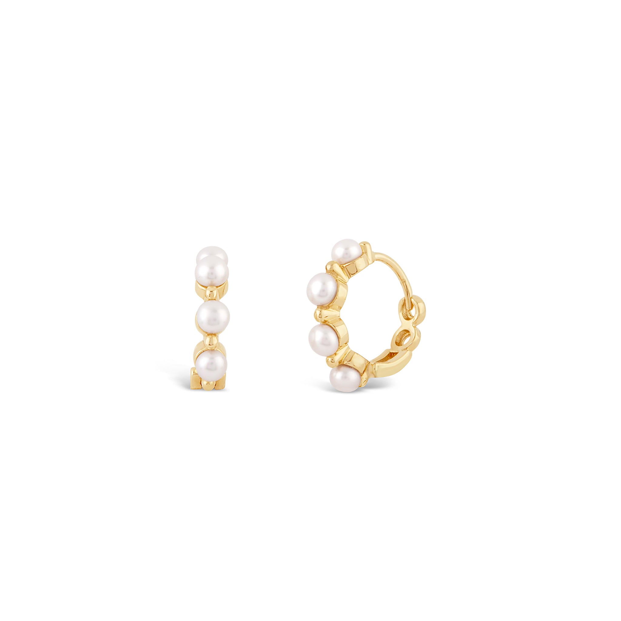 Shuga Pearl Huggie Hoops Dinny Hall La Maison Couture Recycled 9ct Gold