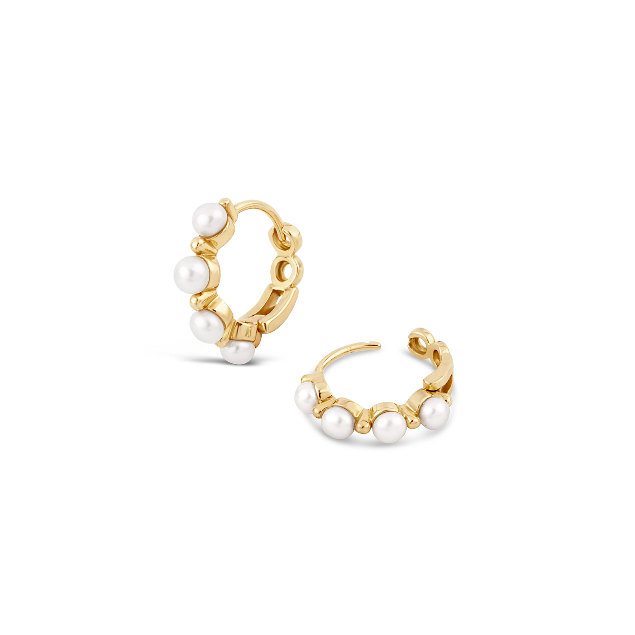 Shuga Pearl Huggie Hoops Dinny Hall La Maison Couture Recycled 9ct Gold