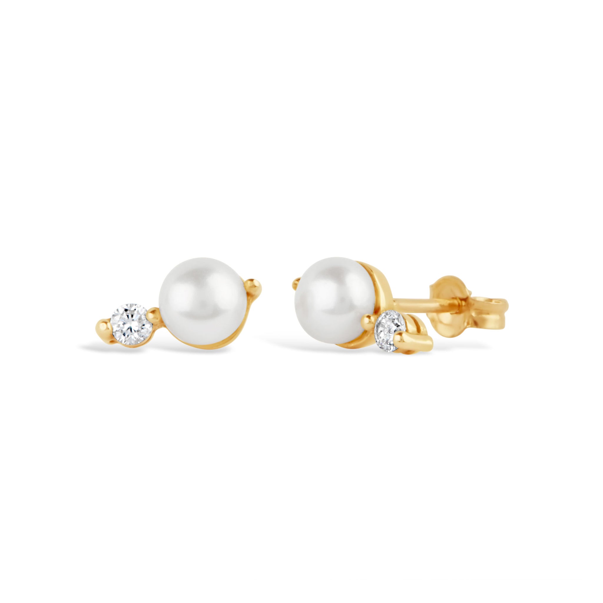 Shuga Pearl & Lab-Created Diamond Studs Dinny Hall La Maison Couture Recycled 9ct Gold