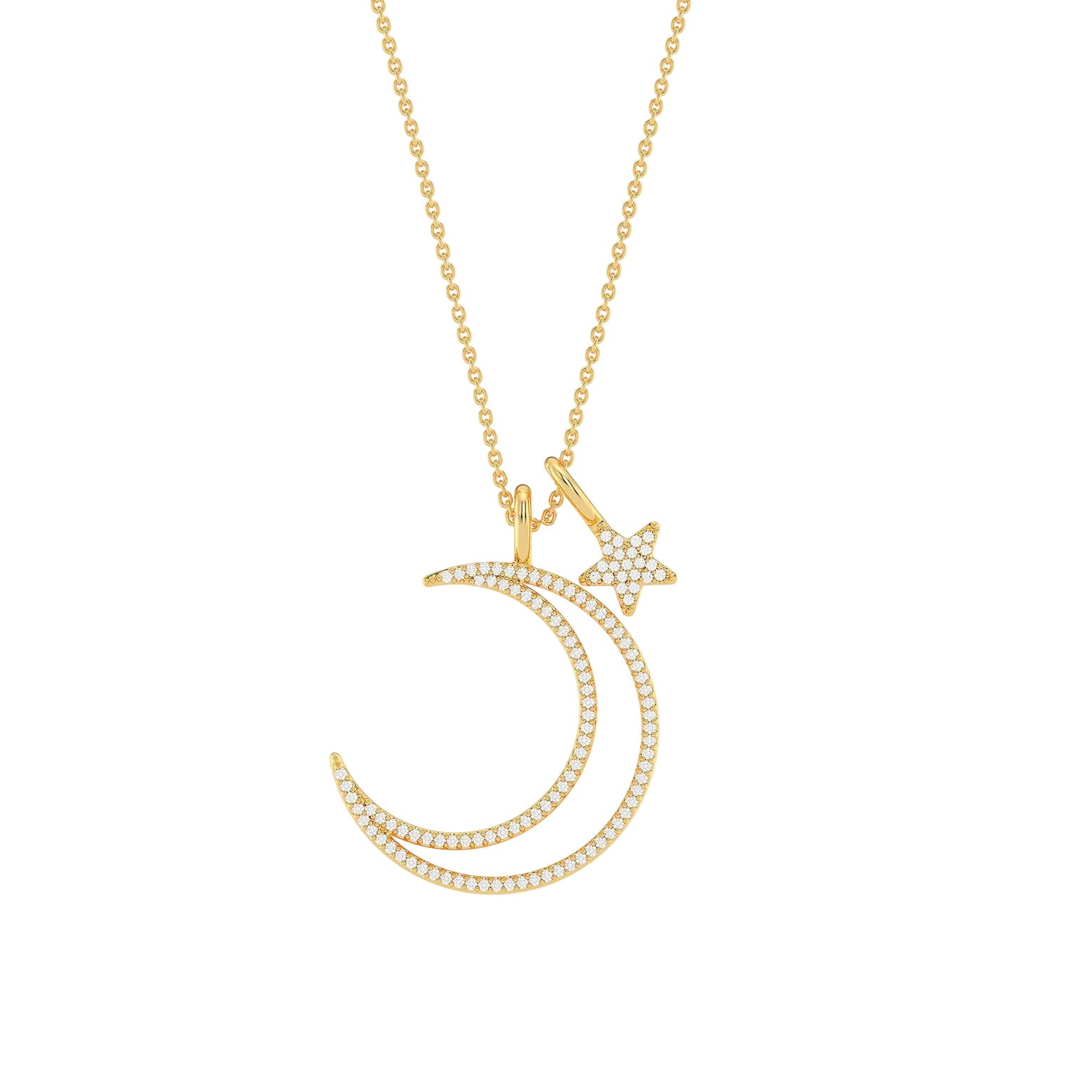 Crescent Moon and Star Pendant Necklace