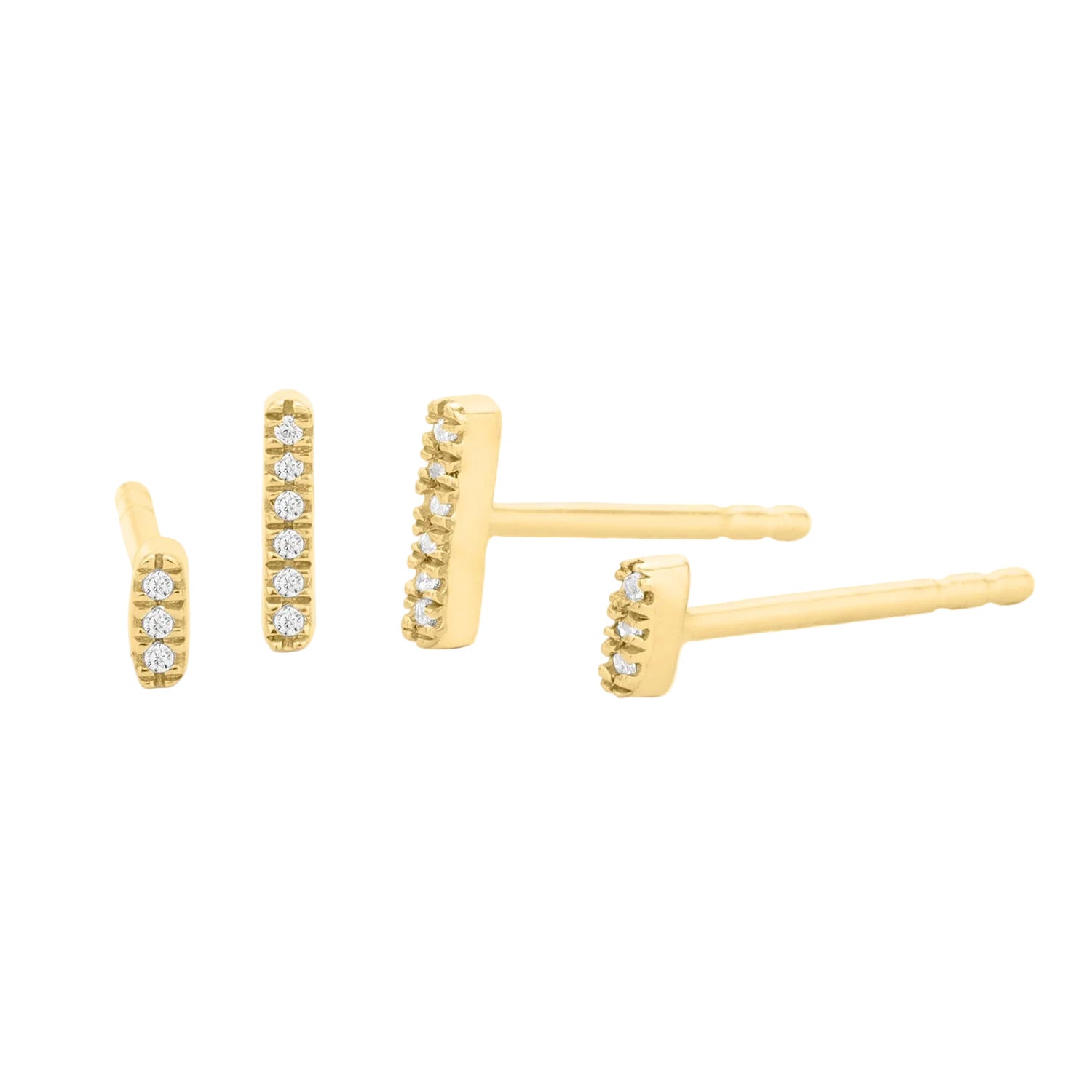 One Double Bar Stud Earrings (Two Pairs)