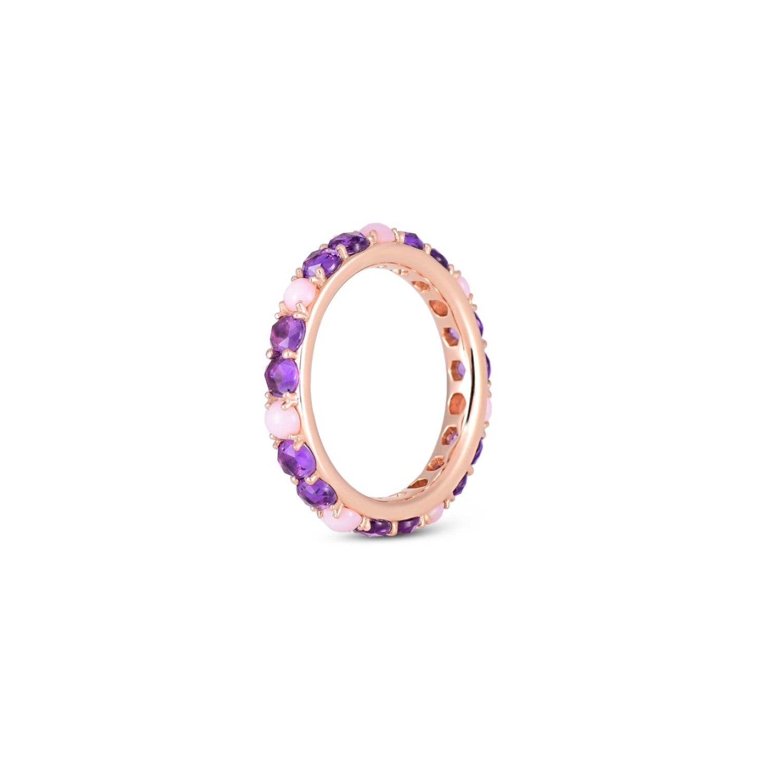 Jaipur Amethyst and Pink Opal Ring