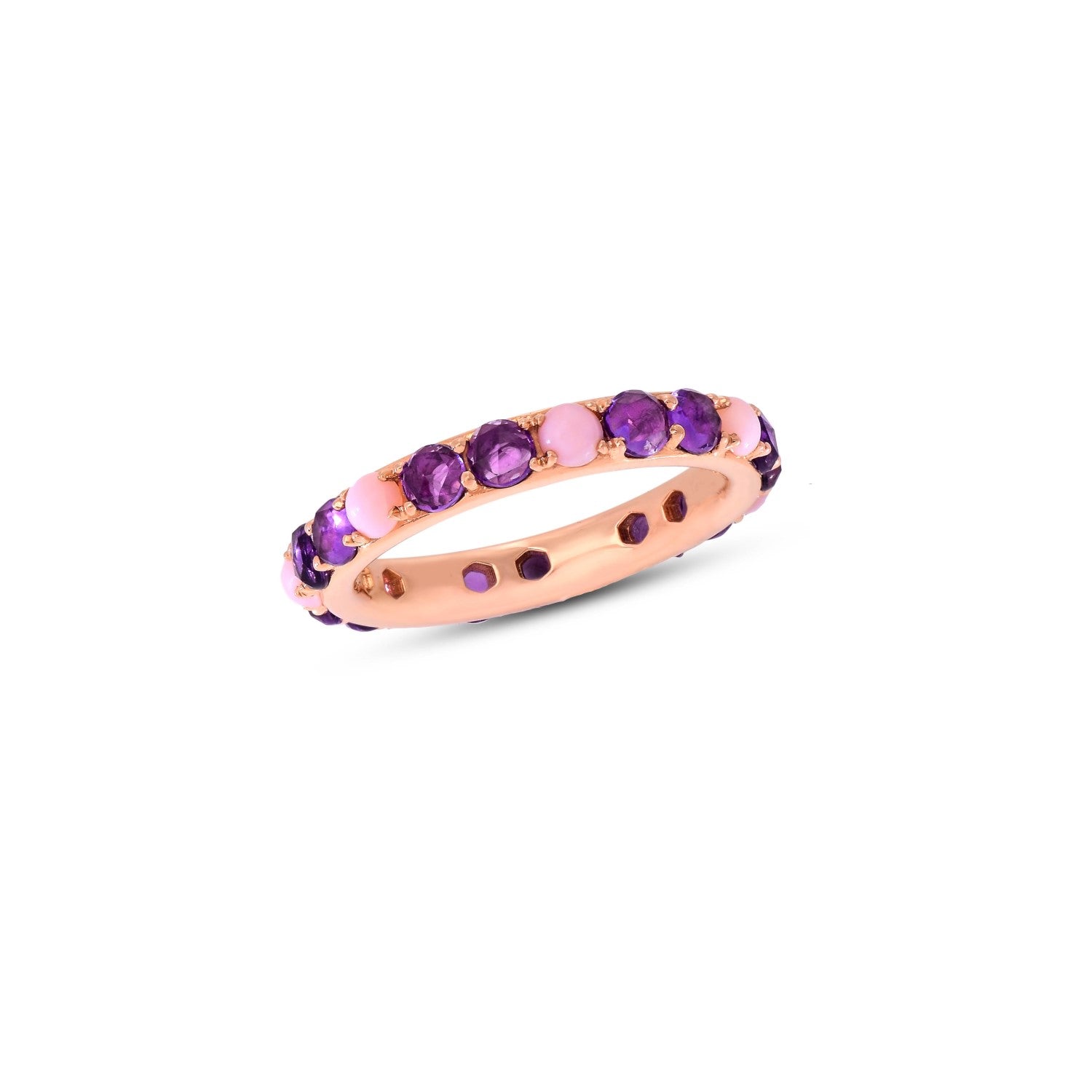 Jaipur Amethyst and Pink Opal Ring