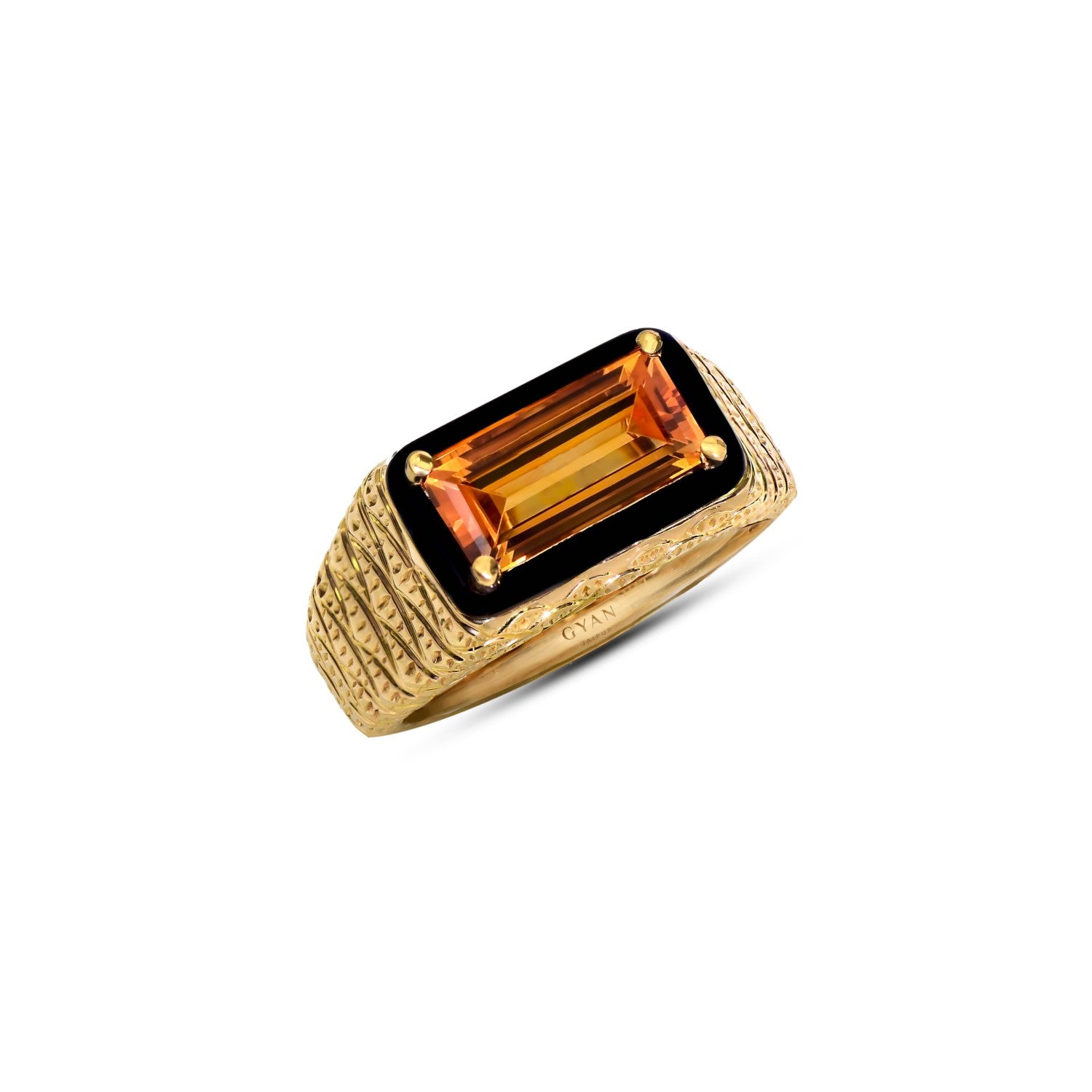Aravali Citrine Baguette Ring