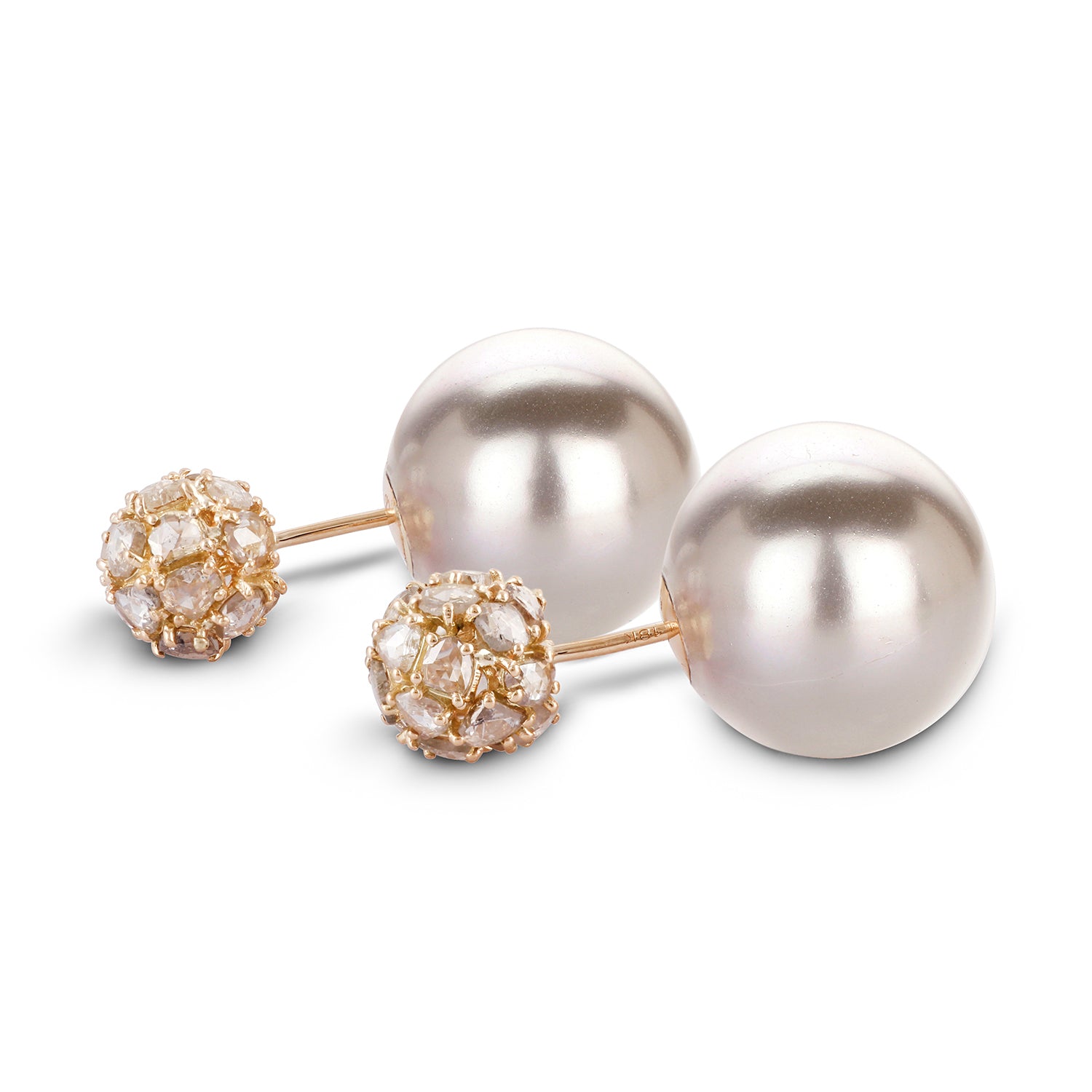 Earrings Zero 2 - Grey Pearl with Diamonds