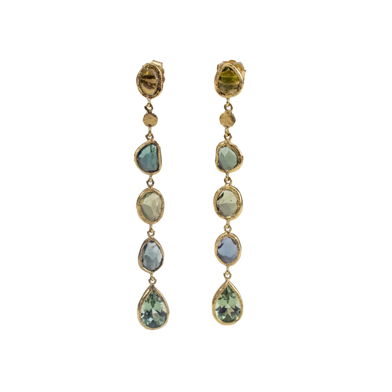 Blue and Green Tourmaline Flora Earrings