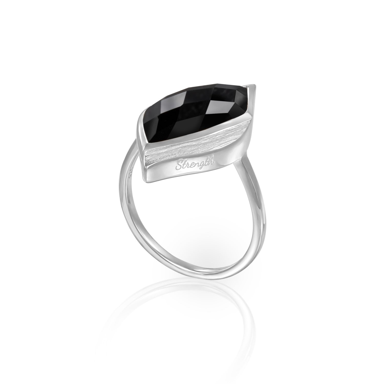 Strength Silver Onyx Ring