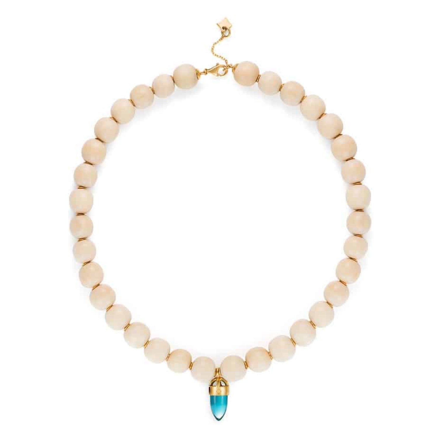 Wooden Bead Necklace - London Blue Quartz