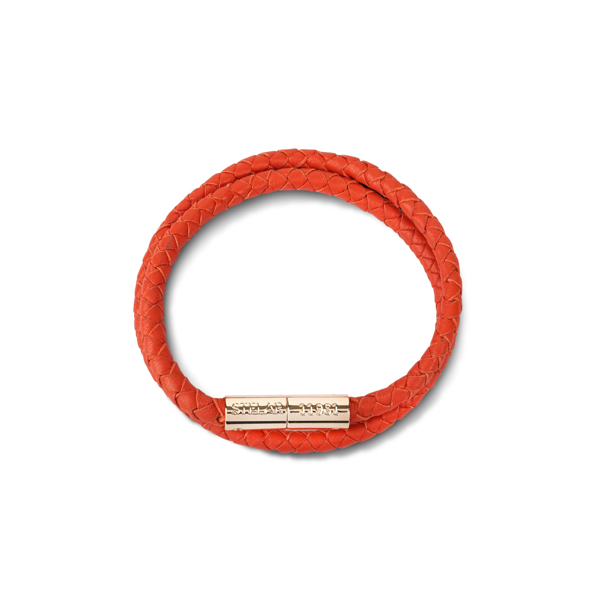 Teman Double Woven Leather Bracelet - Hot Coral STELAR La Maison Couture