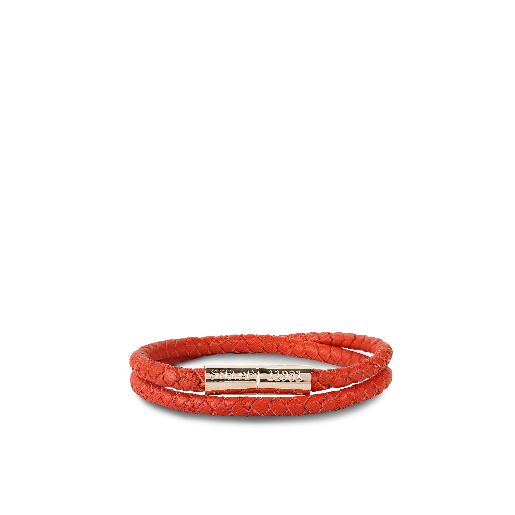 Teman Double Woven Leather Bracelet - Hot Coral STELAR La Maison Couture