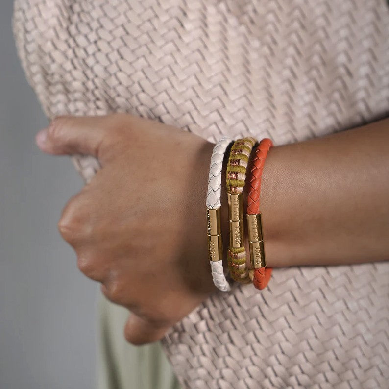 Teman Slim Woven Jacquard Bracelet - Copper Stripe