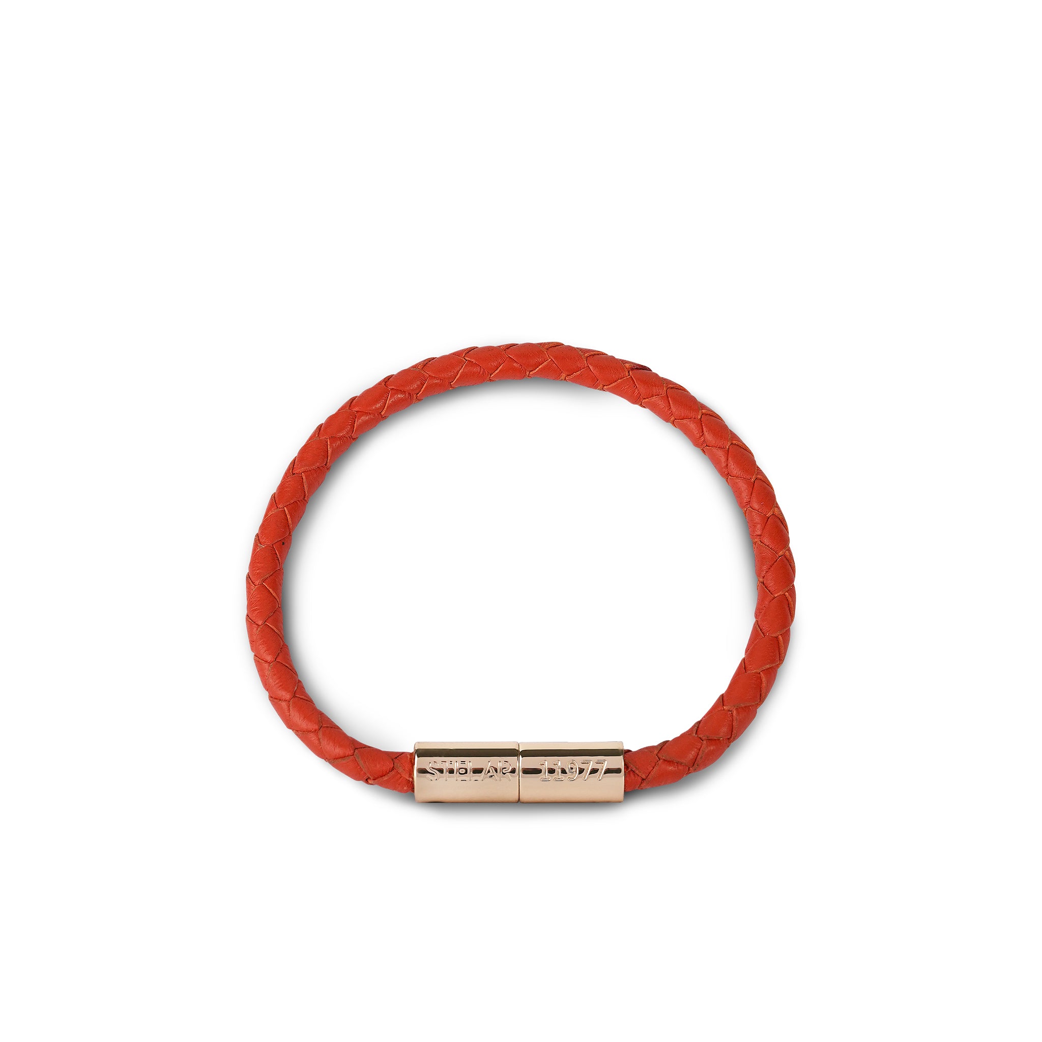 Teman Slim Woven Leather Bracelet - Hot Coral STELAR La Maison Couture