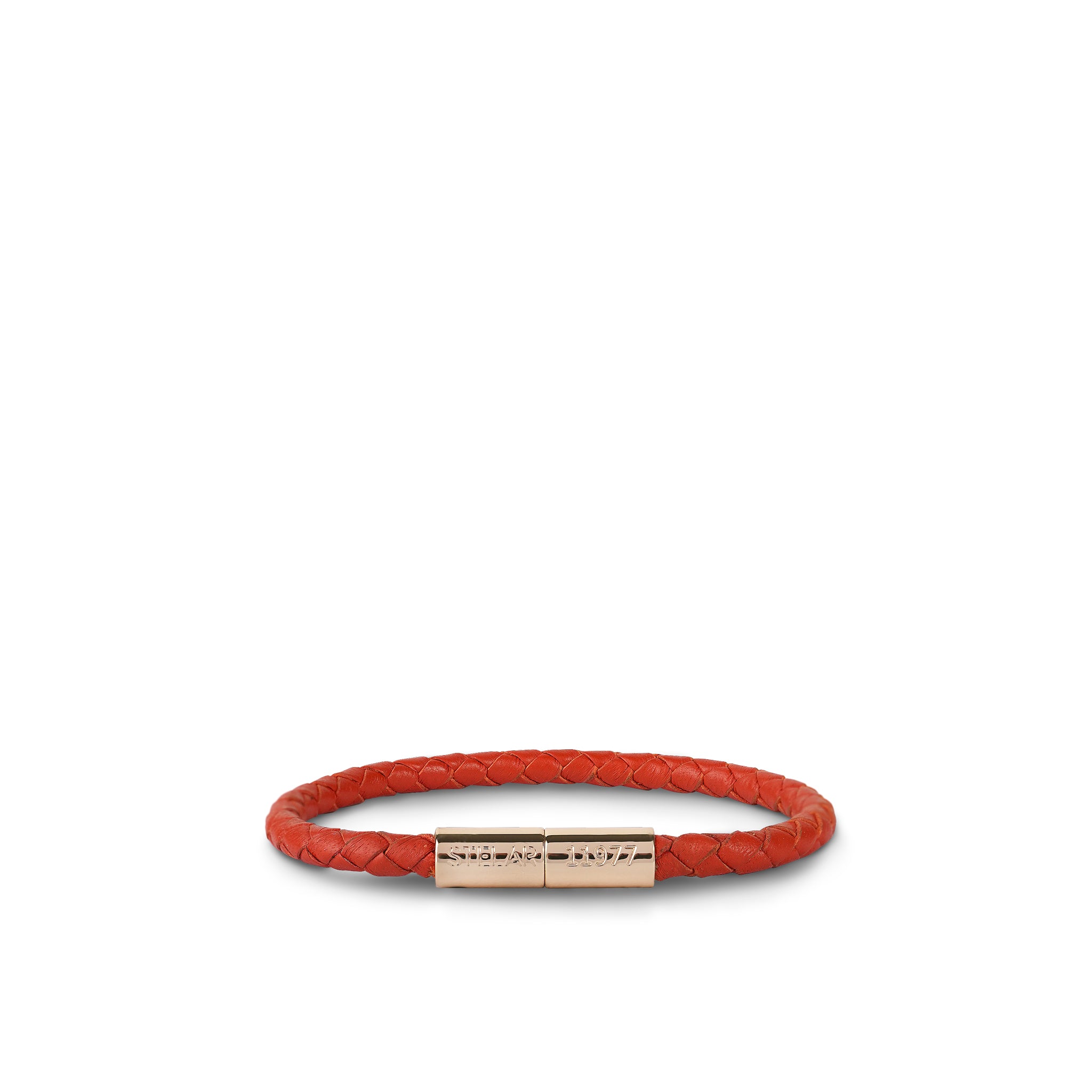 Teman Slim Woven Leather Bracelet - Hot Coral STELAR La Maison Couture