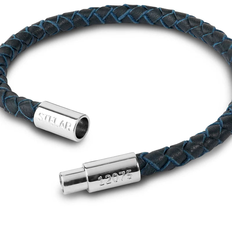 Teman Slim Woven Jacquard Bracelet - Midnight and White Gold