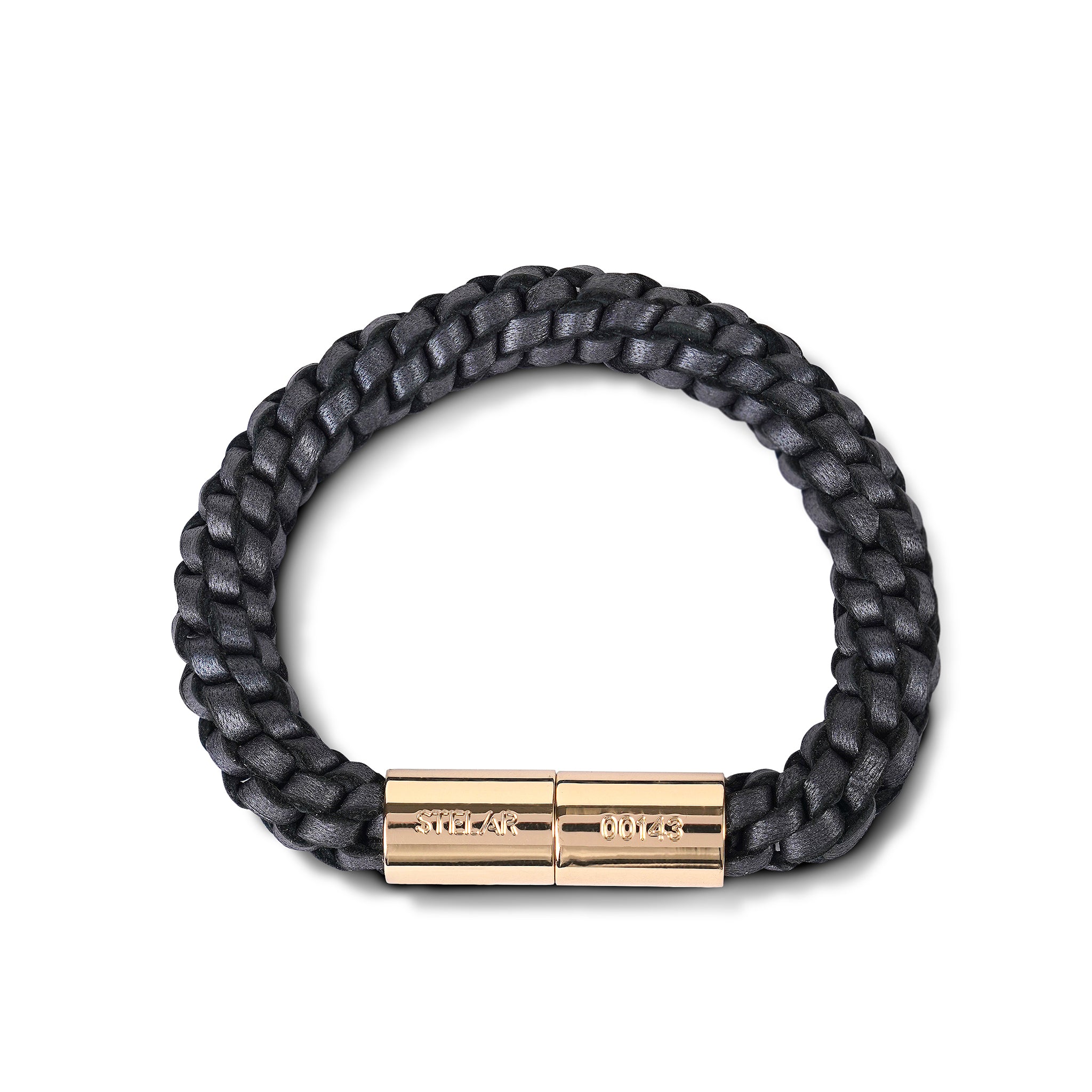 Teman Wide Woven Leather Bracelet - Anthracite STELAR La Maison Couture