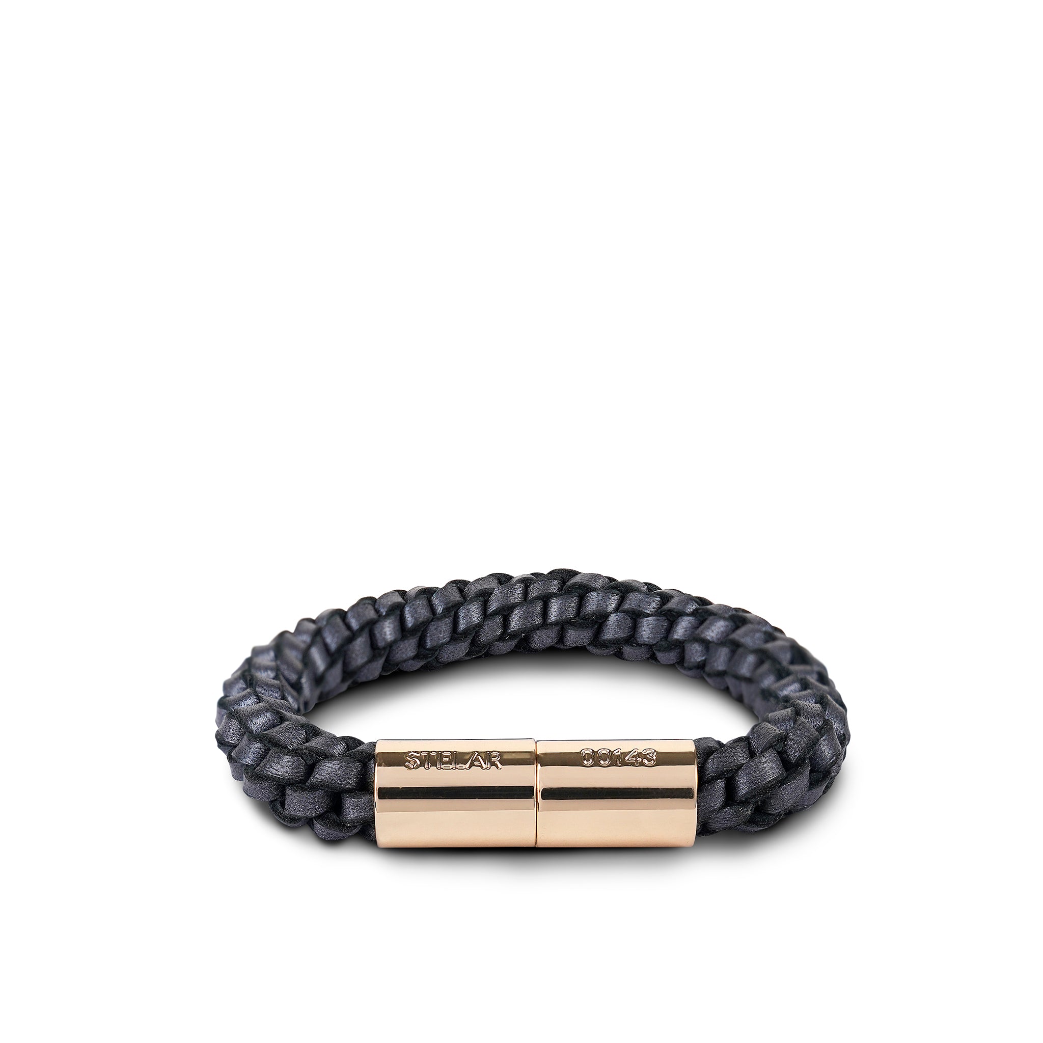 Teman Wide Woven Leather Bracelet - Anthracite STELAR La Maison Couture