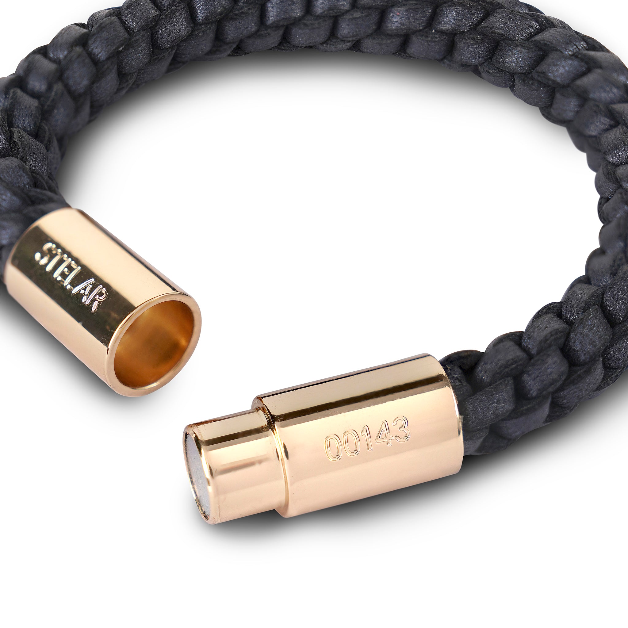 Teman Wide Woven Leather Bracelet - Anthracite STELAR La Maison Couture