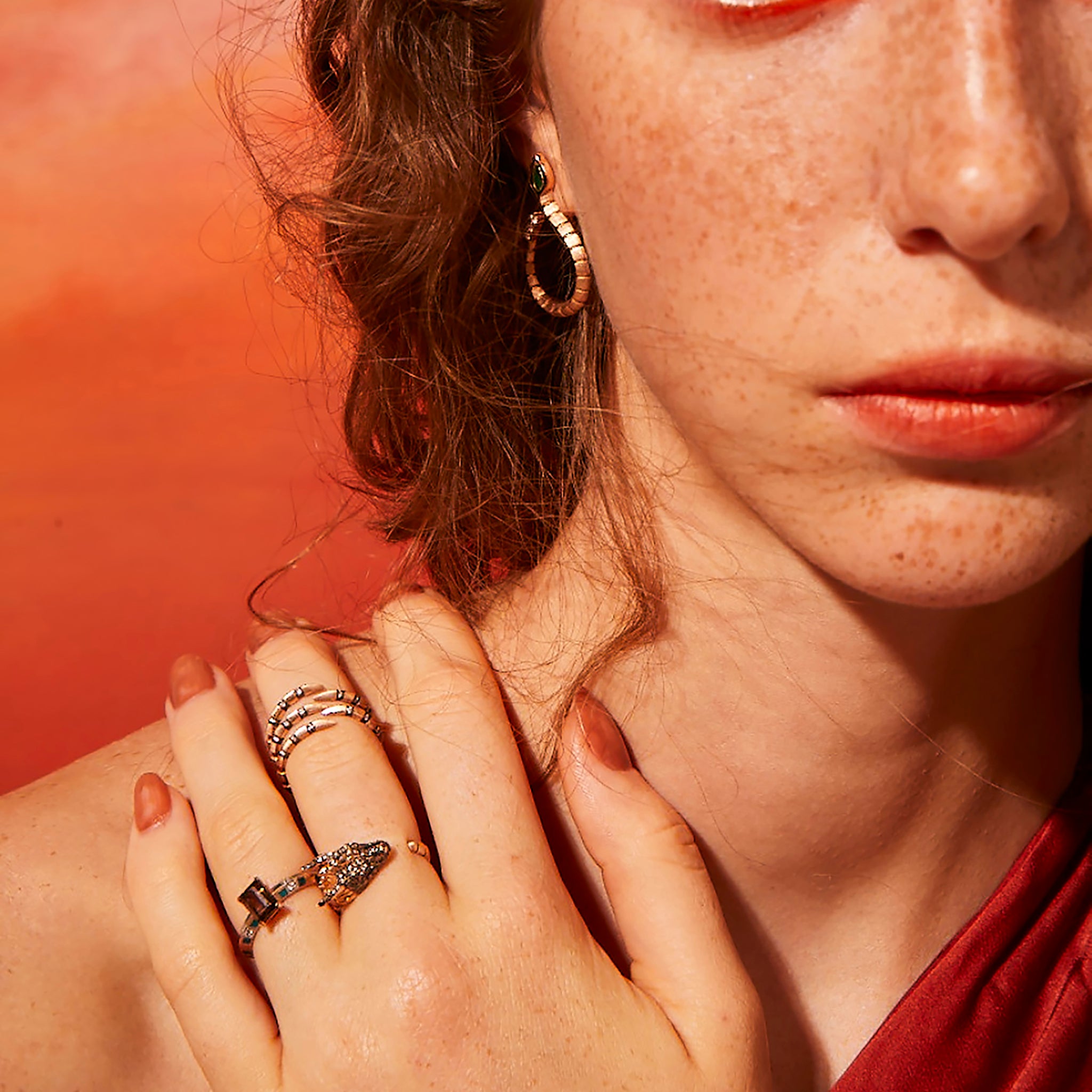 Baby Dragon Emerald Hoop Earrings Selda Jewellery La Maison Couture