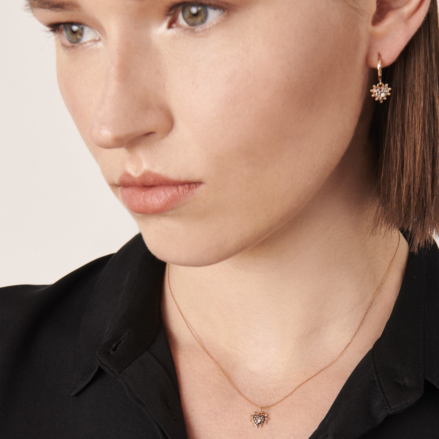 Champagne Heart Hoop Earring