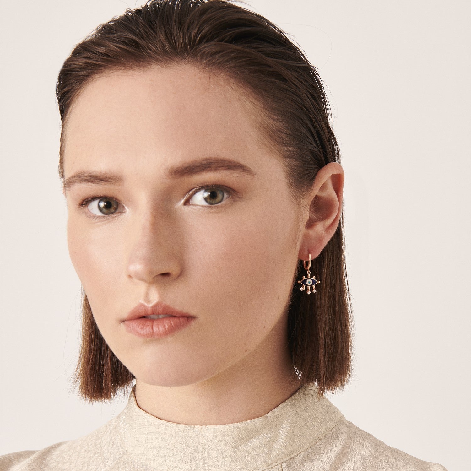 Evil Eye Hoop Earring (Navy Blue)