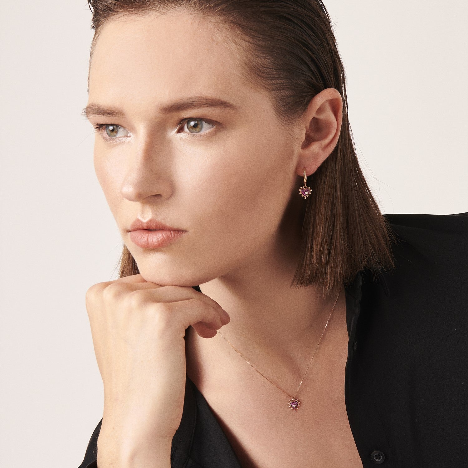 Pink Heart Hoop Earring