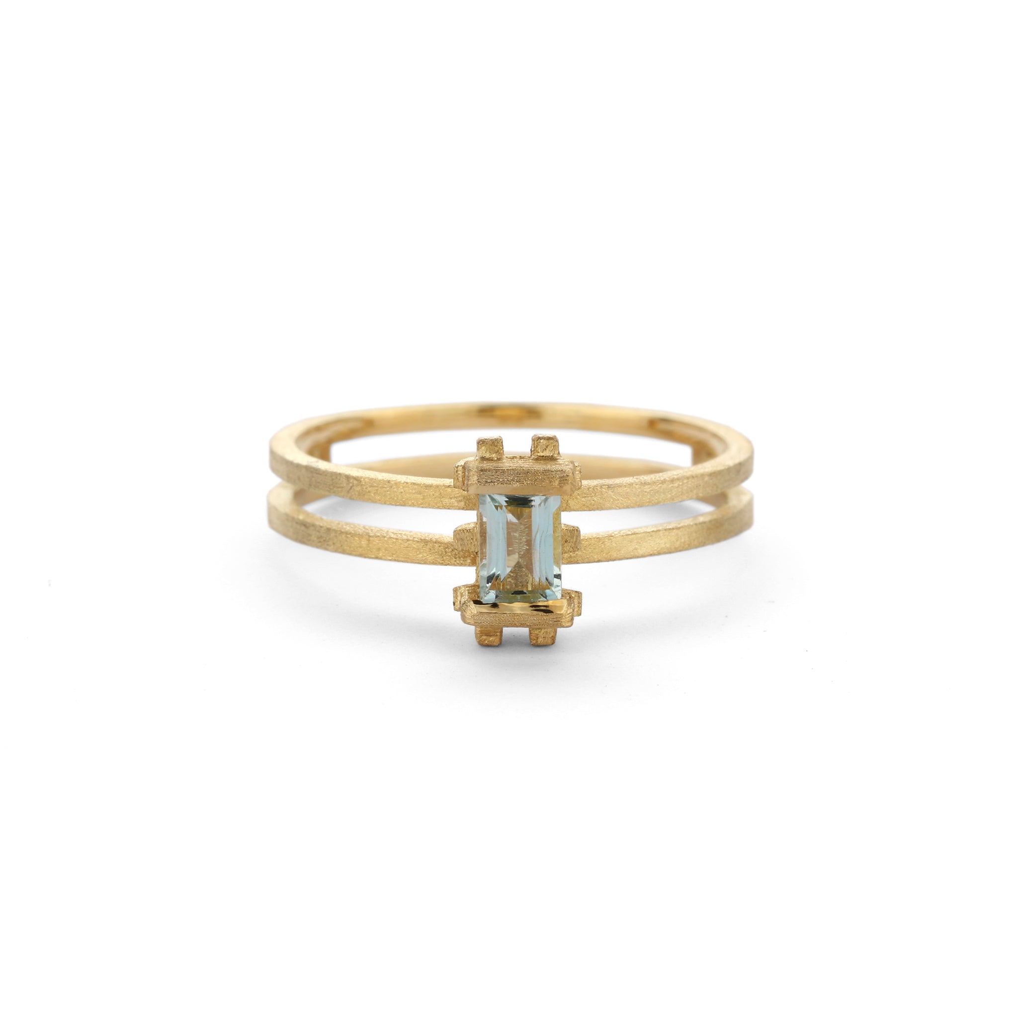 Aquamarine Mini Parallel Prism Ring Shimell and Madden La Maison Couture
